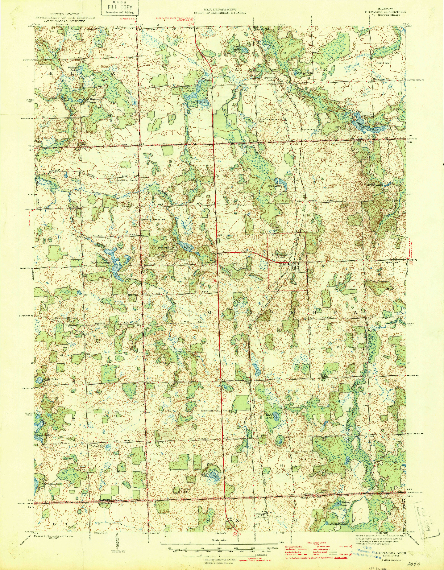 USGS 1:24000-SCALE QUADRANGLE FOR METAMORA, MI 1946