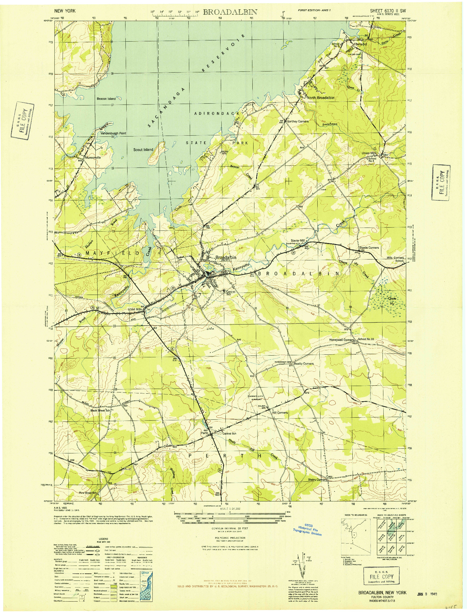 USGS 1:24000-SCALE QUADRANGLE FOR BROADALBIN, NY 1946