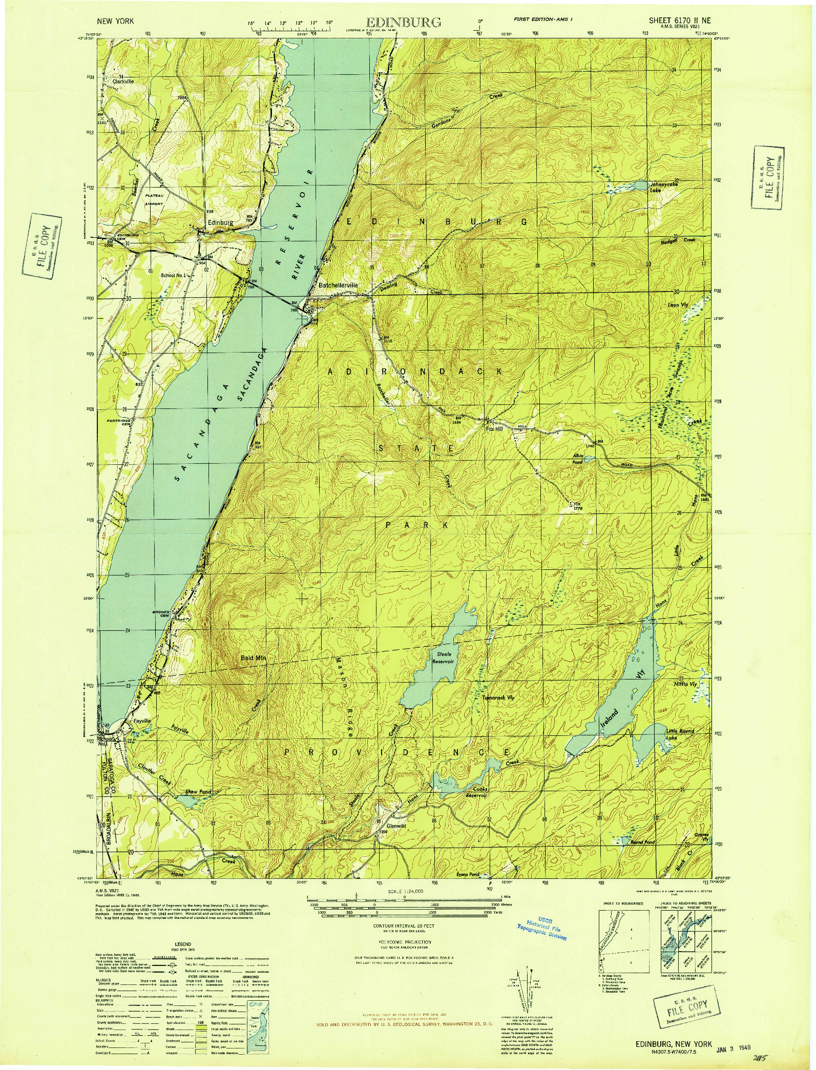 USGS 1:24000-SCALE QUADRANGLE FOR EDINBURG, NY 1946