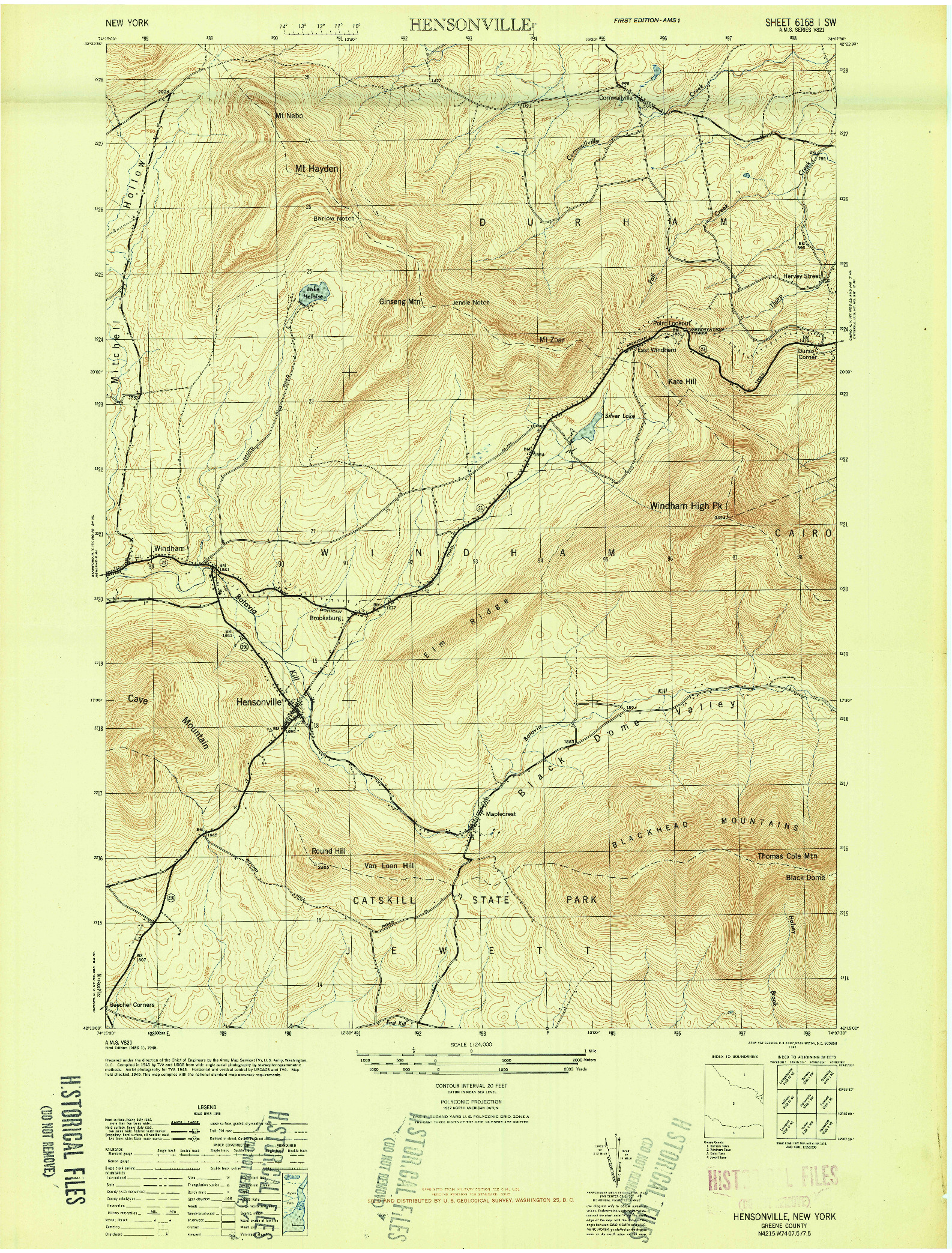 USGS 1:24000-SCALE QUADRANGLE FOR HENSONVILLE, NY 1946