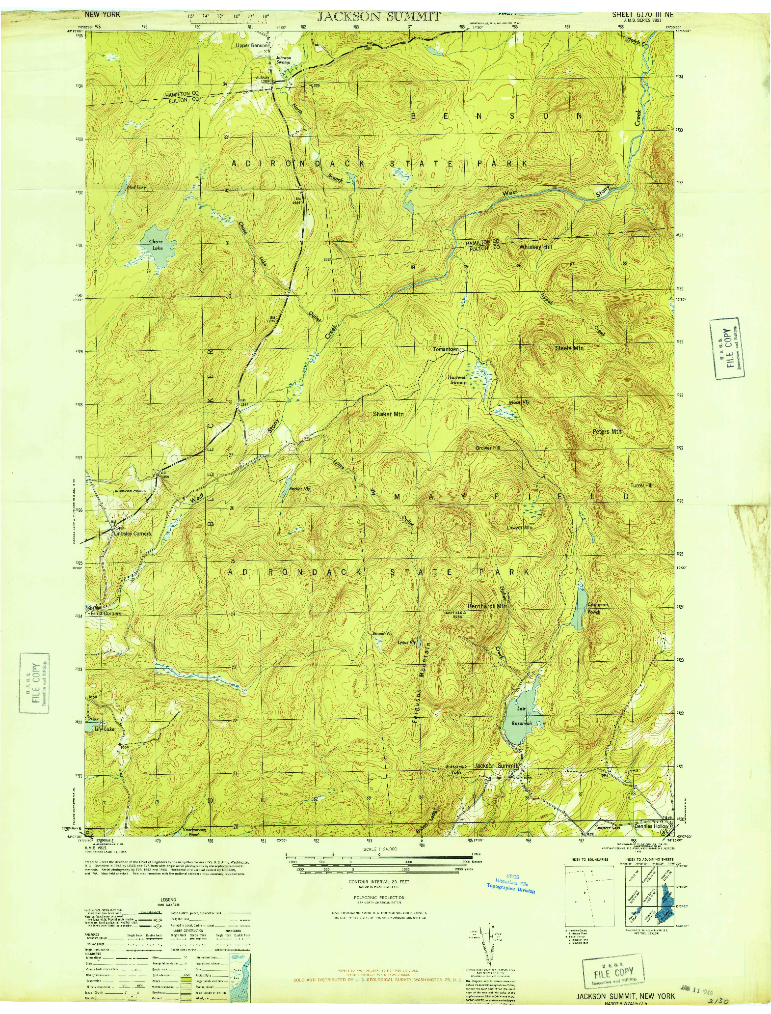 USGS 1:24000-SCALE QUADRANGLE FOR JACKSON SUMMIT, NY 1946