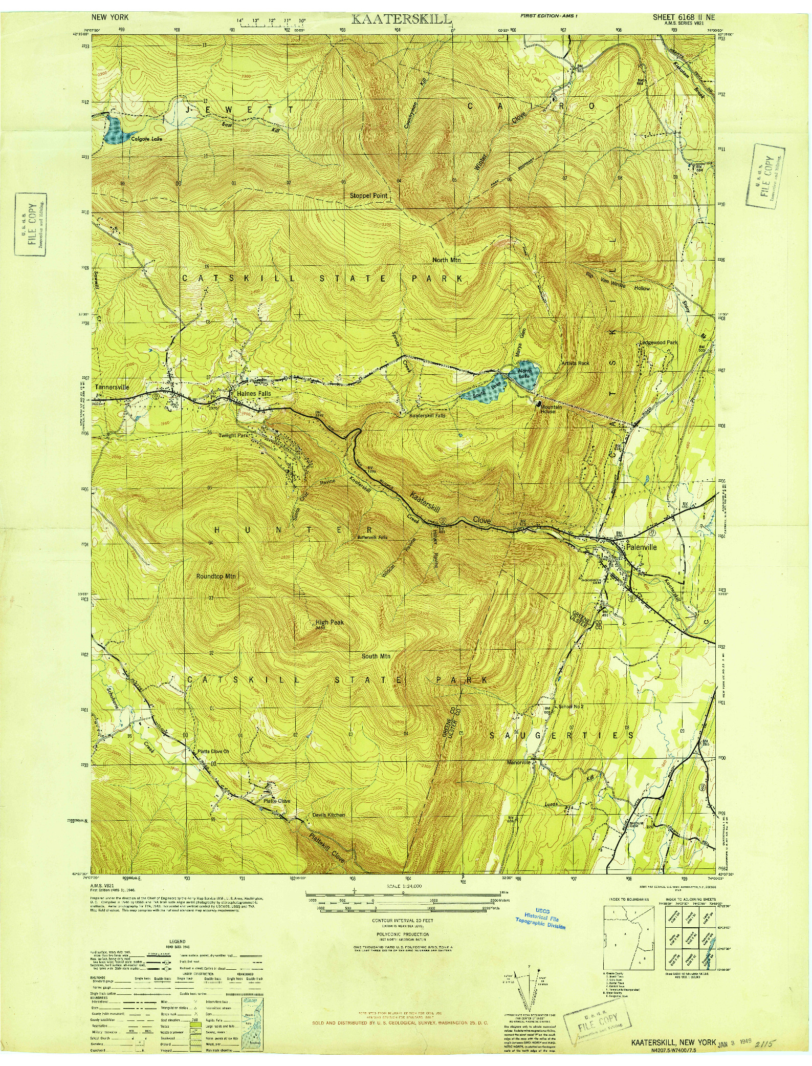 USGS 1:24000-SCALE QUADRANGLE FOR KAATERSKILL, NY 1946