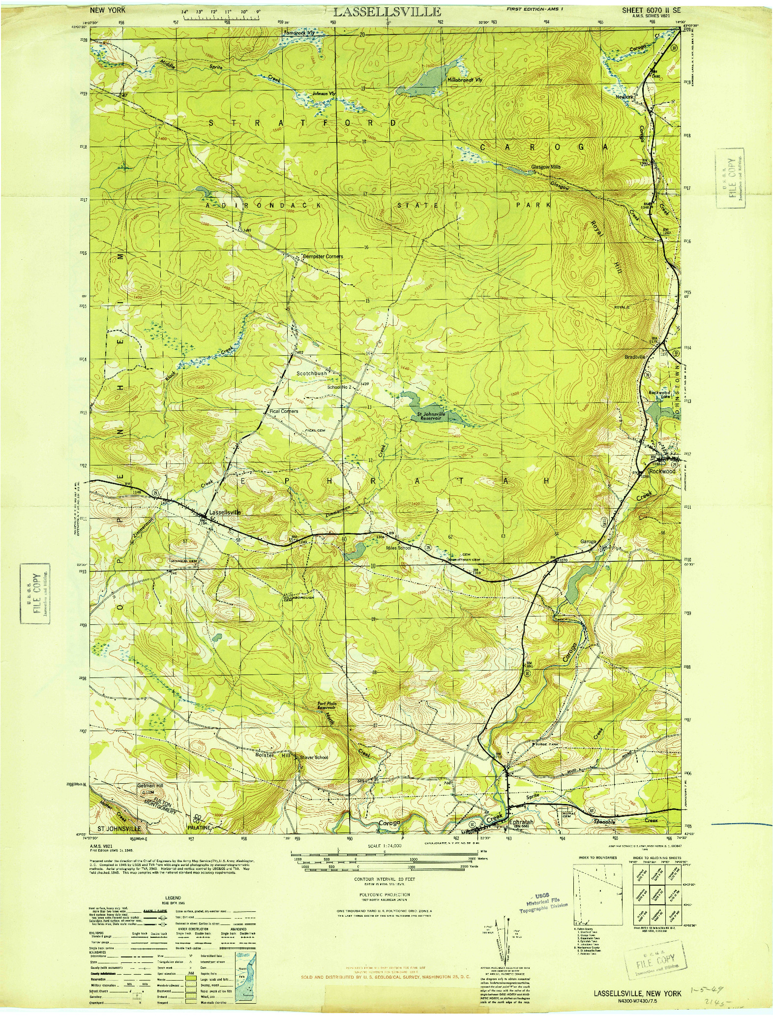 USGS 1:24000-SCALE QUADRANGLE FOR LASSELLSVILLE, NY 1946