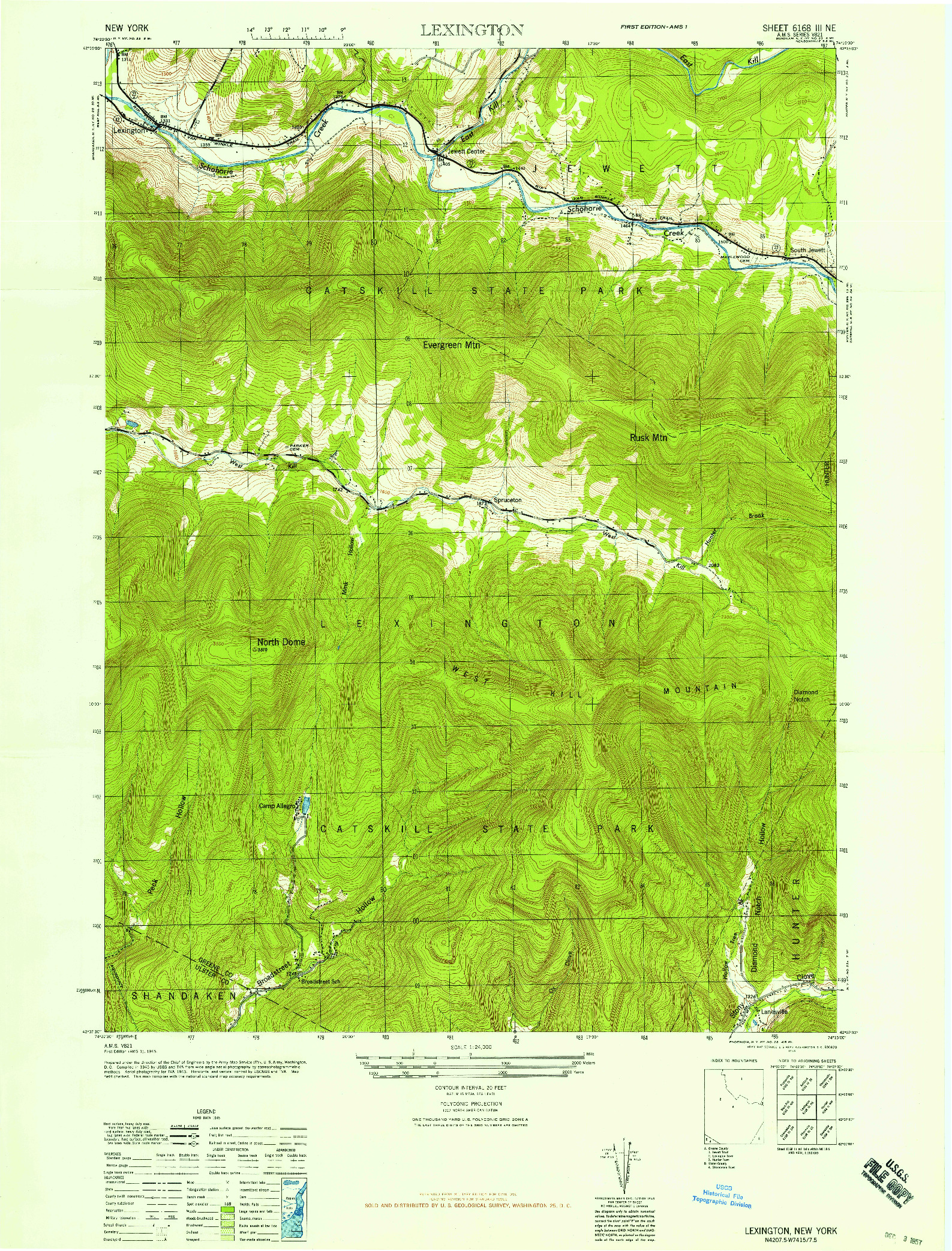 USGS 1:24000-SCALE QUADRANGLE FOR LEXINGTON, NY 1946