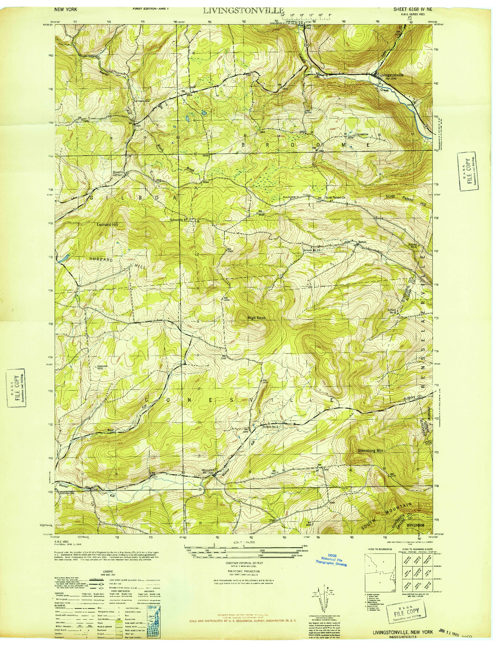 USGS 1:24000-SCALE QUADRANGLE FOR LIVINGSTONVILLE, NY 1946