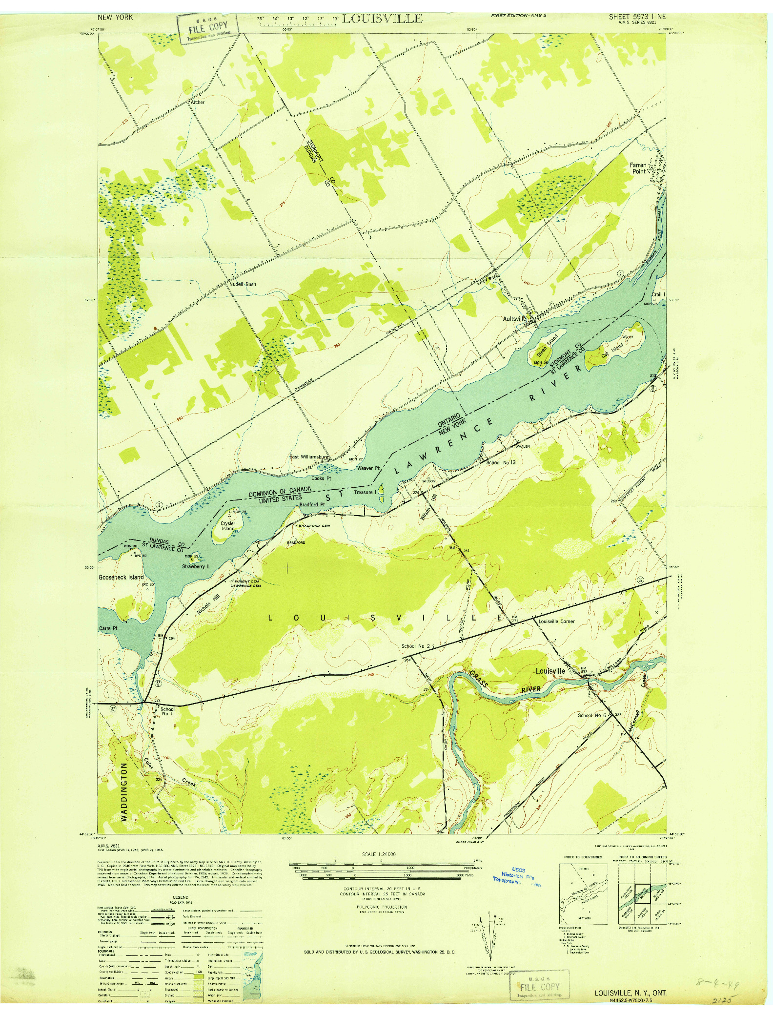 USGS 1:24000-SCALE QUADRANGLE FOR LOUISVILLE, NY 1946