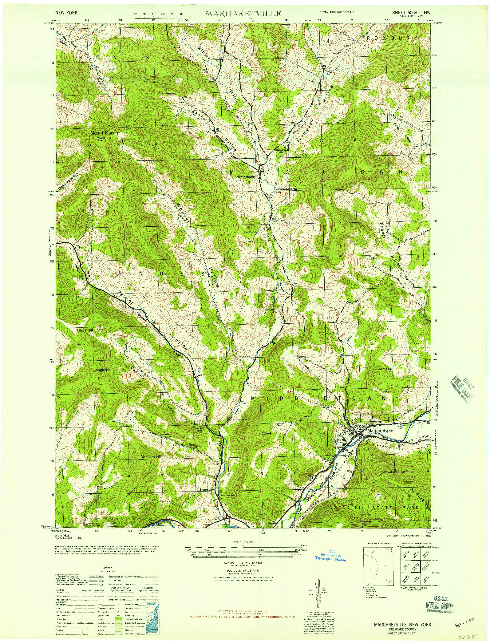 USGS 1:24000-SCALE QUADRANGLE FOR MARGARETVILLE, NY 1946