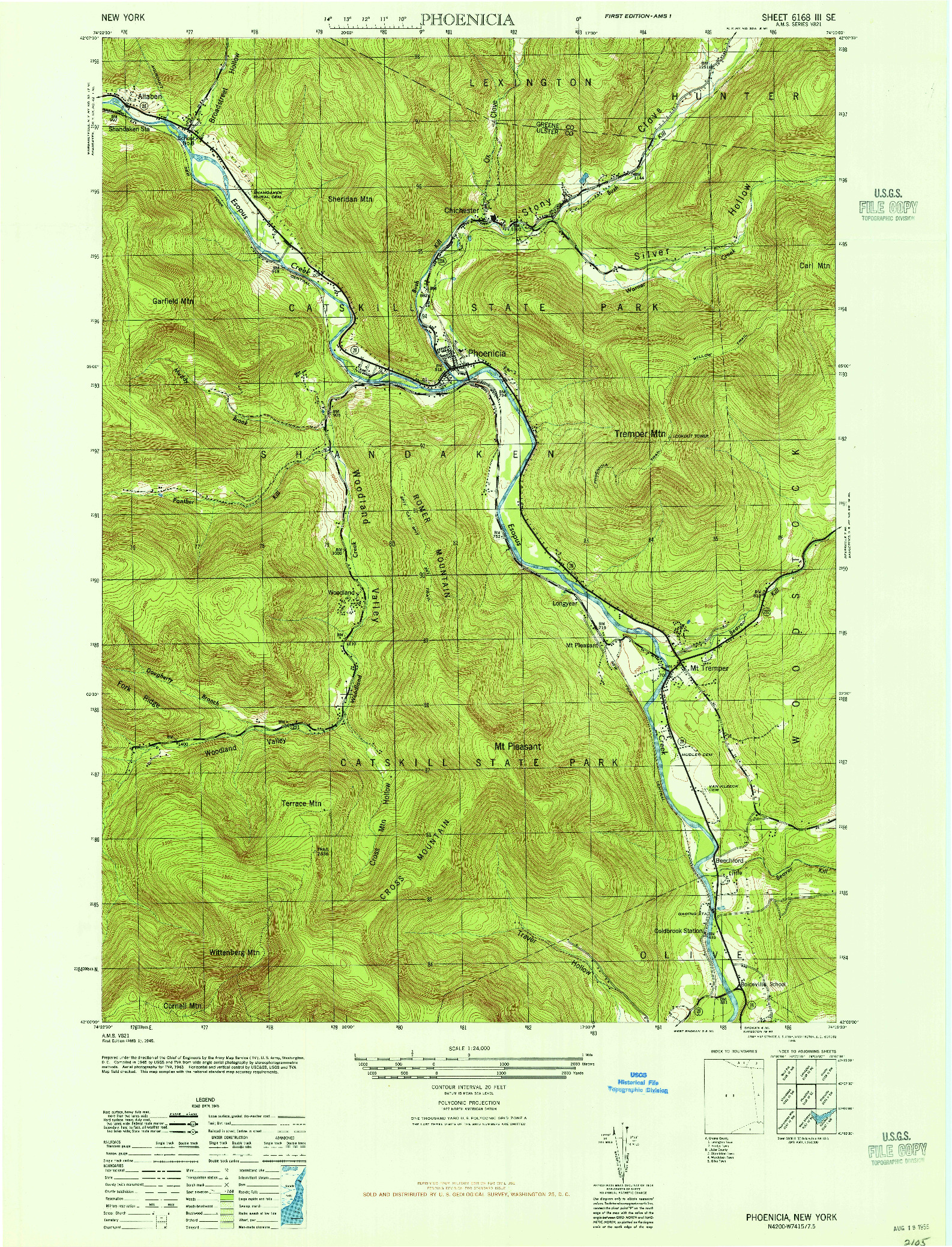 USGS 1:24000-SCALE QUADRANGLE FOR PHOENICIA, NY 1946