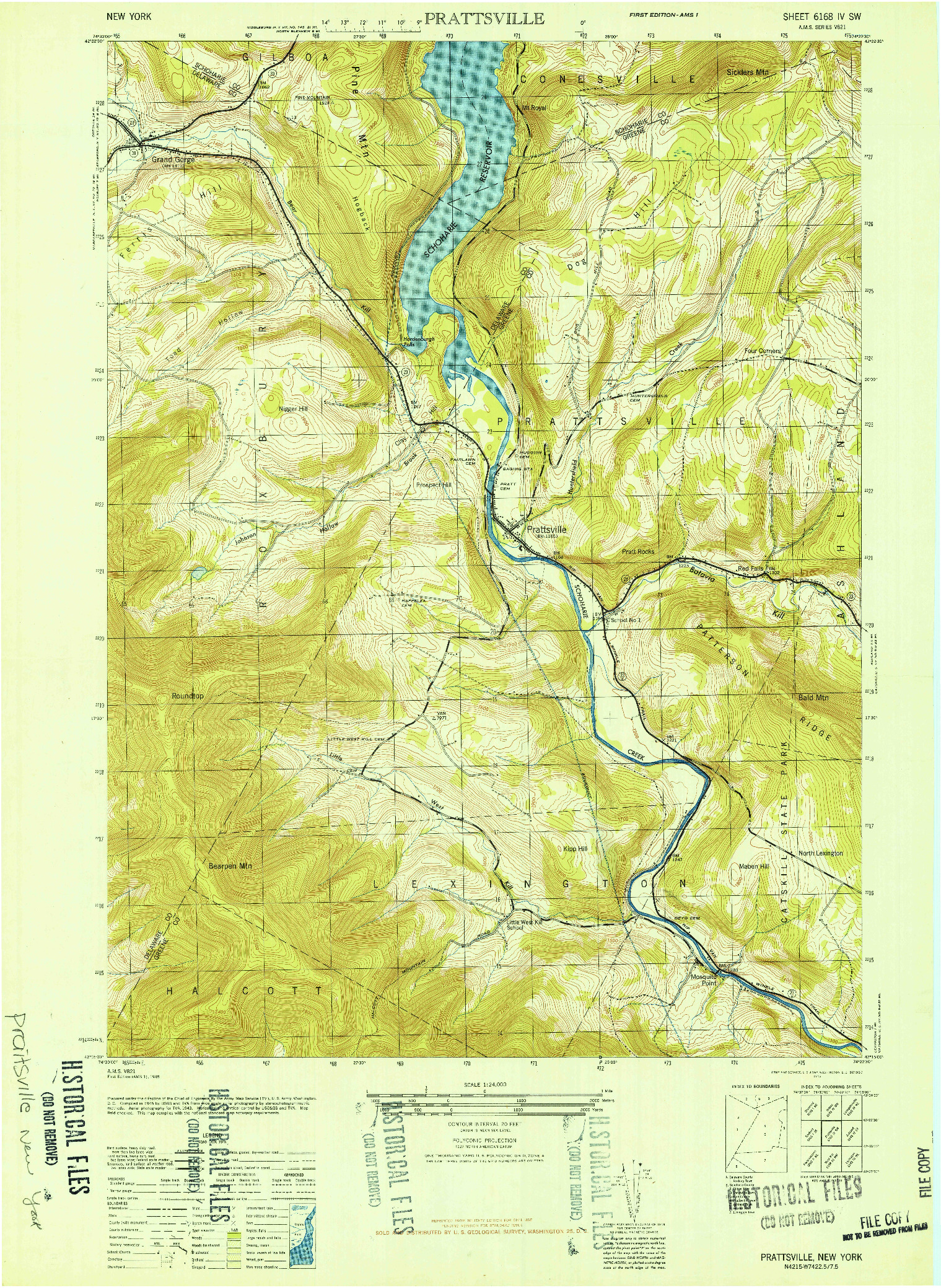 USGS 1:24000-SCALE QUADRANGLE FOR PRATTSVILLE, NY 1946