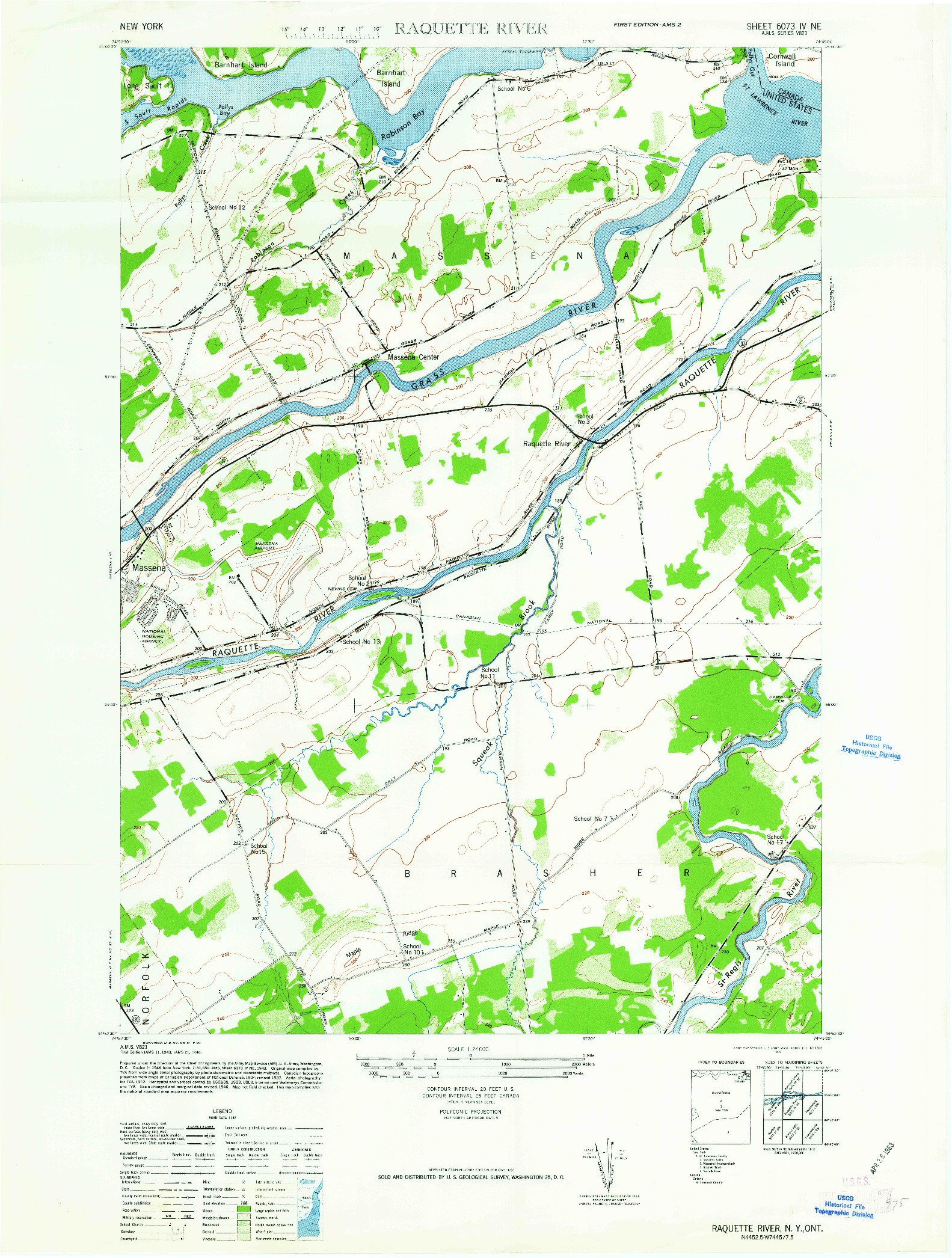 USGS 1:24000-SCALE QUADRANGLE FOR RAQUETTE RIVER, NY 1946