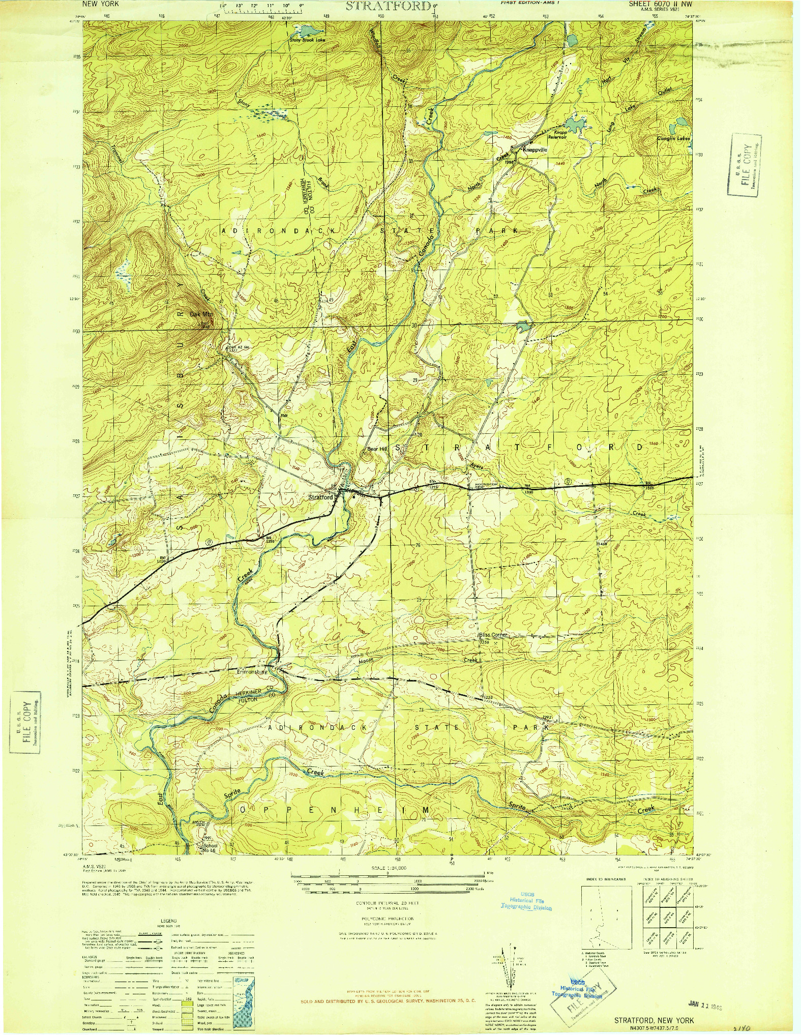 USGS 1:24000-SCALE QUADRANGLE FOR STRATFORD, NY 1945