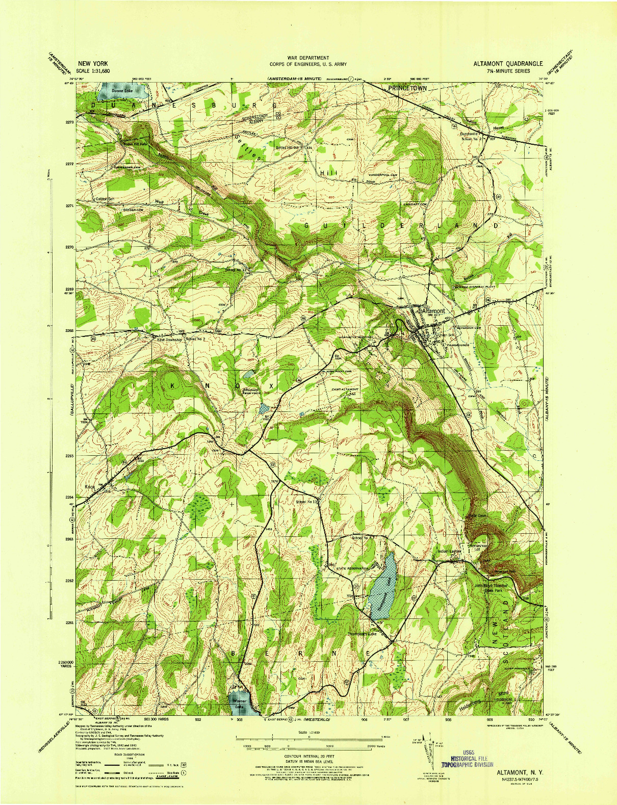 USGS 1:31680-SCALE QUADRANGLE FOR ALTAMONT, NY 1946