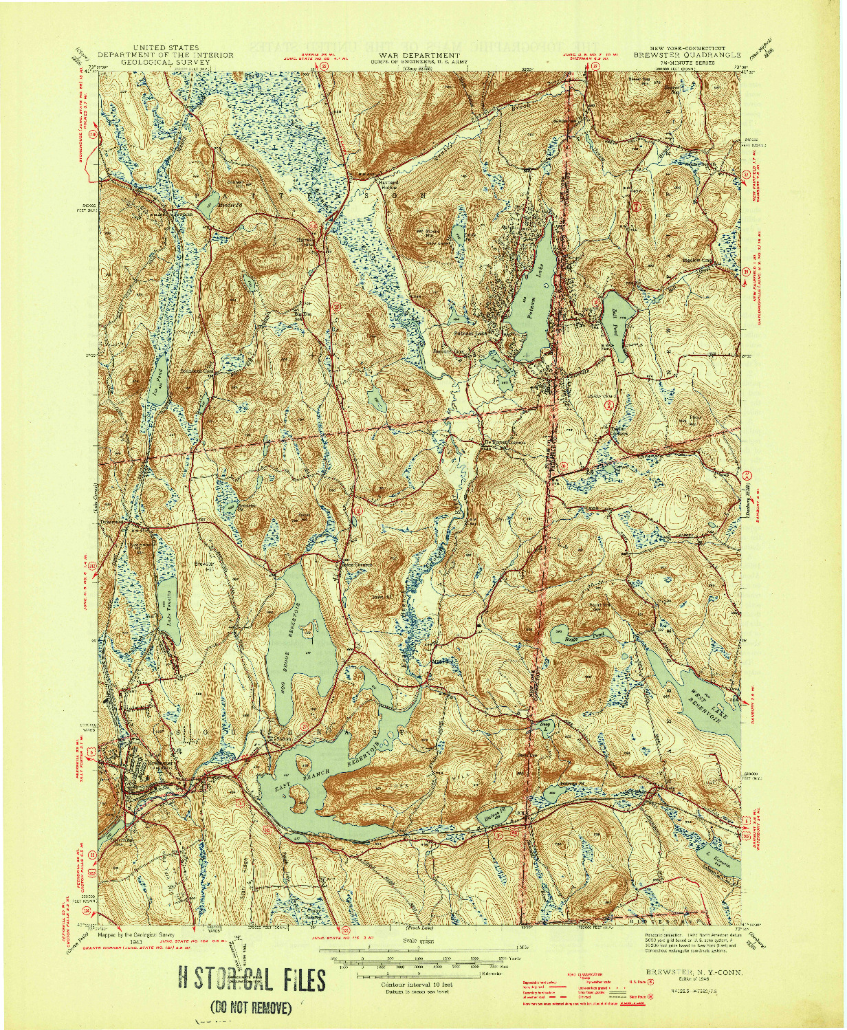USGS 1:31680-SCALE QUADRANGLE FOR BREWSTER, NY 1946