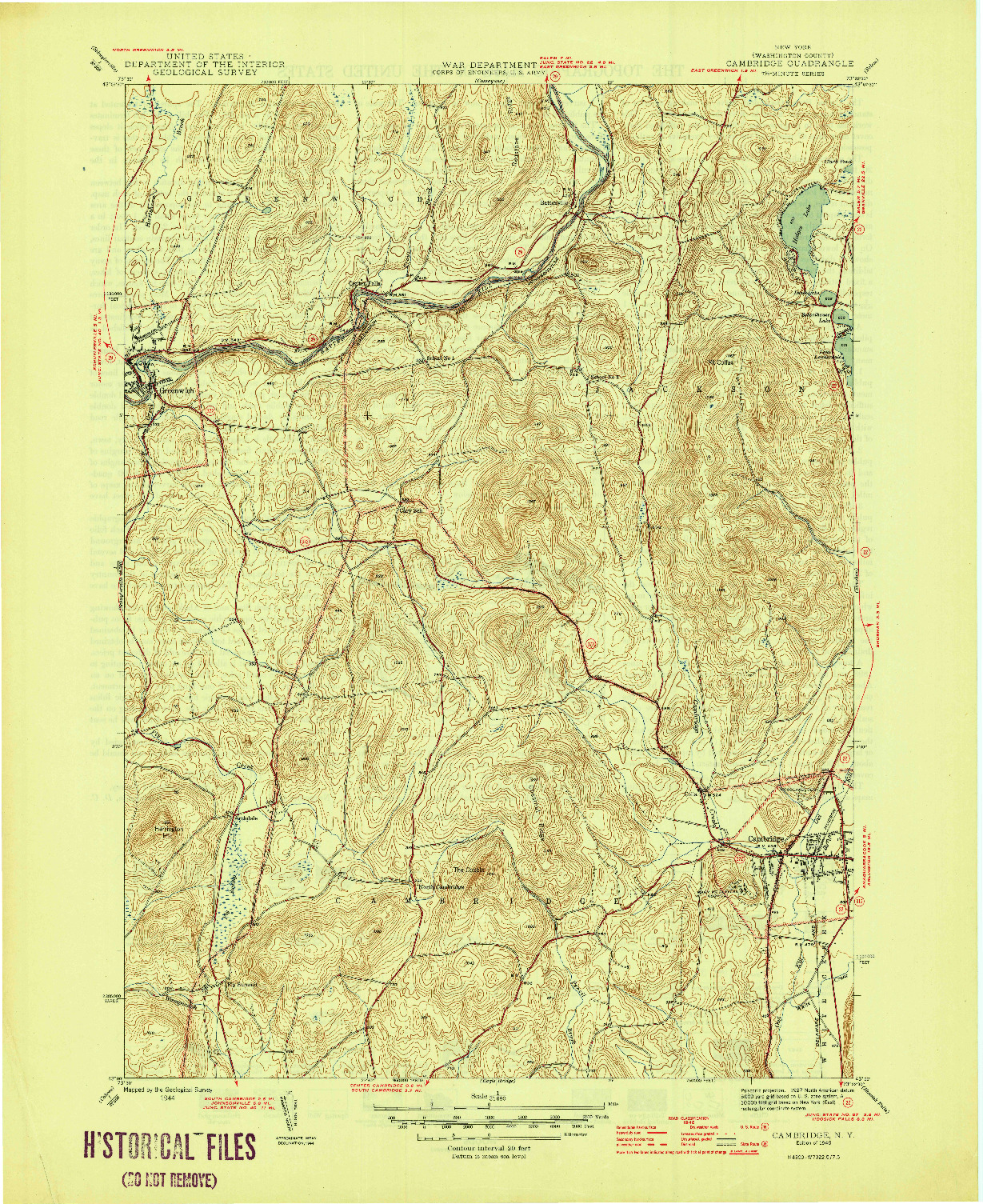 USGS 1:31680-SCALE QUADRANGLE FOR CAMBRIDGE, NY 1946