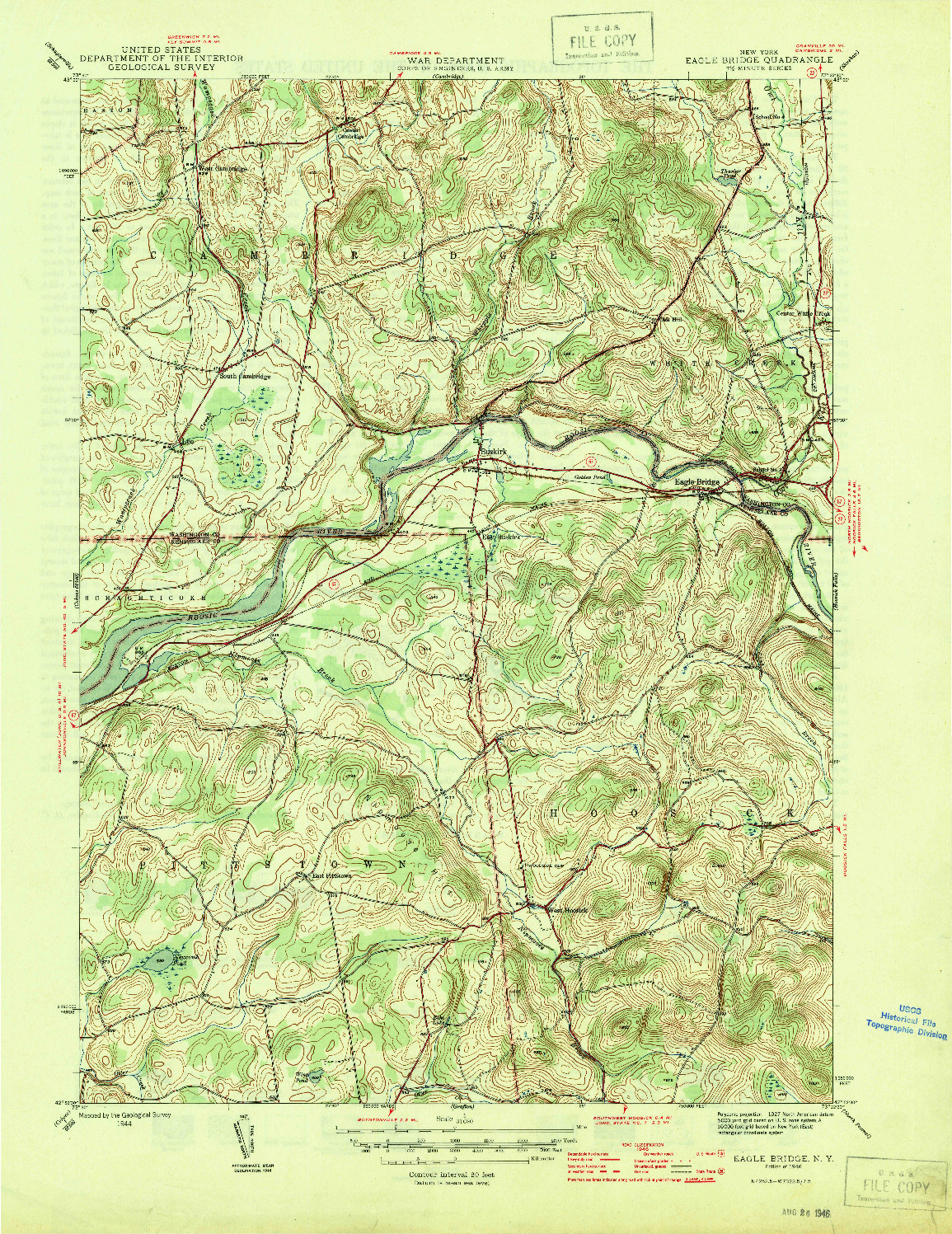 USGS 1:31680-SCALE QUADRANGLE FOR EAGLE BRIDGE, NY 1946