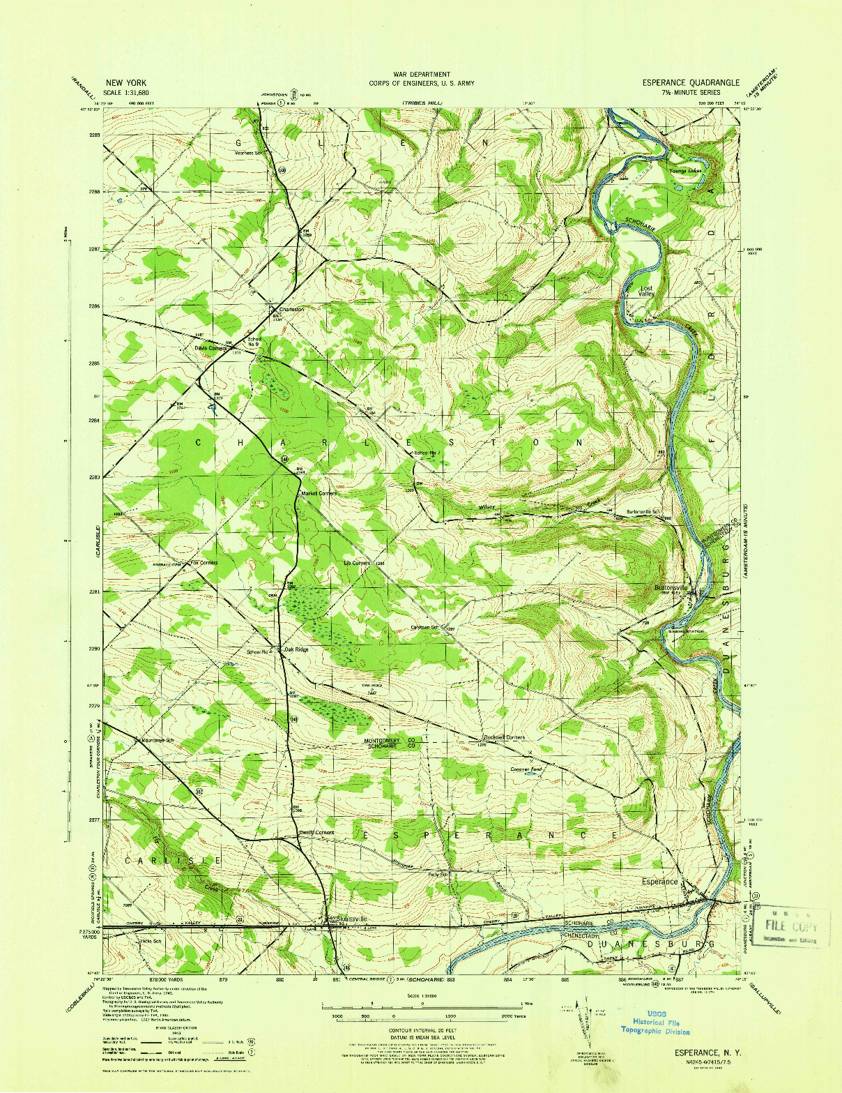 USGS 1:31680-SCALE QUADRANGLE FOR ESPERANCE, NY 1946