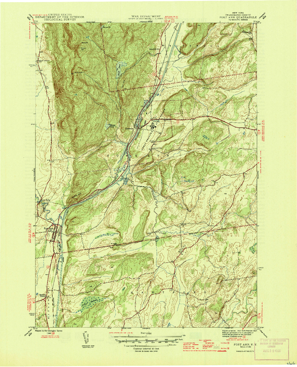 USGS 1:31680-SCALE QUADRANGLE FOR FORT ANN, NY 1946