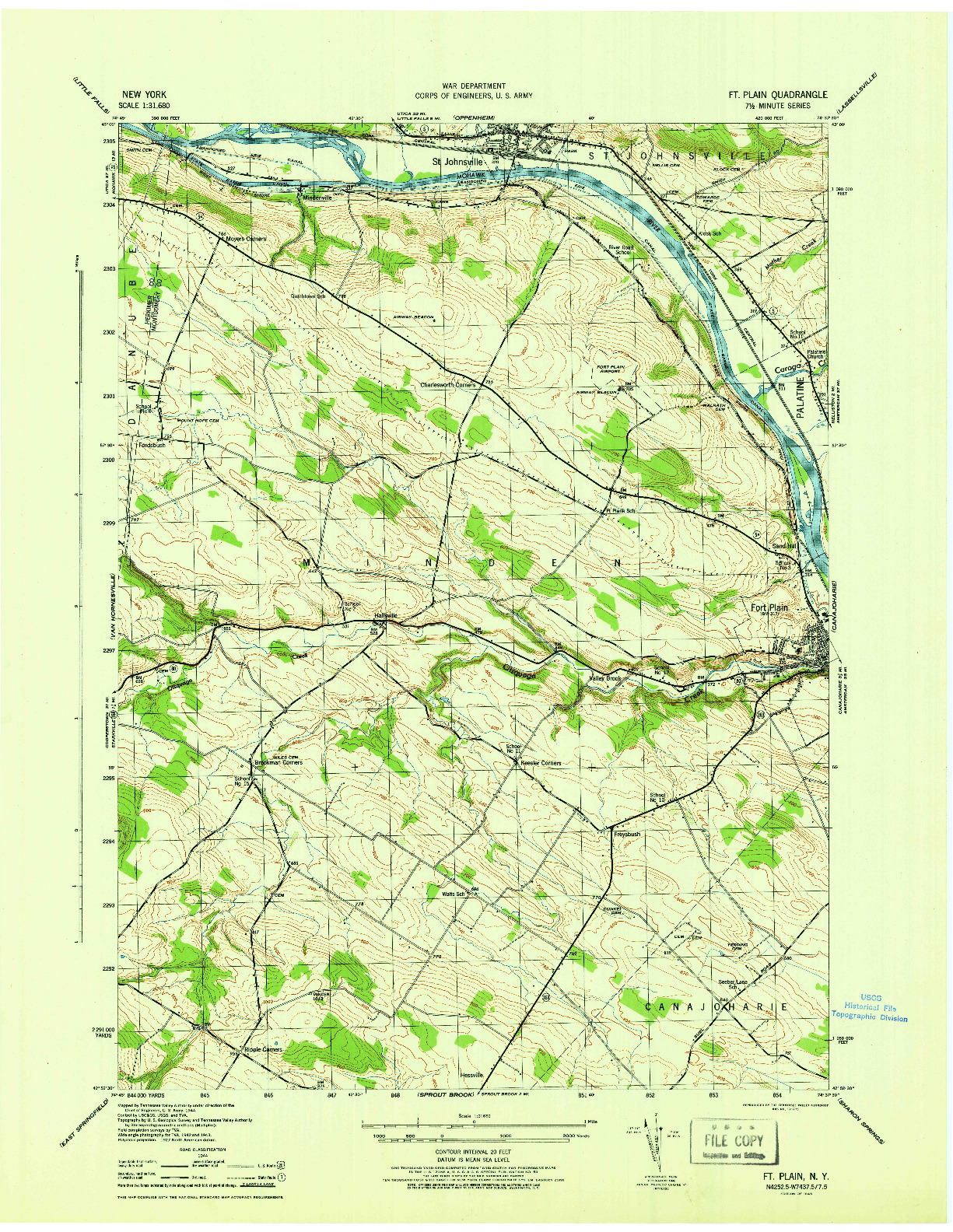 USGS 1:31680-SCALE QUADRANGLE FOR FORT PLAIN, NY 1946