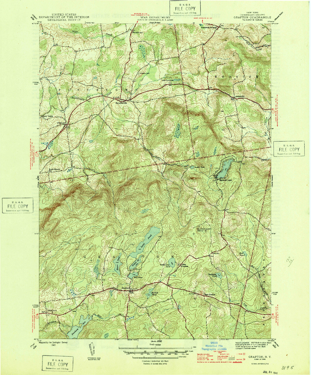 USGS 1:31680-SCALE QUADRANGLE FOR GRAFTON, NY 1946