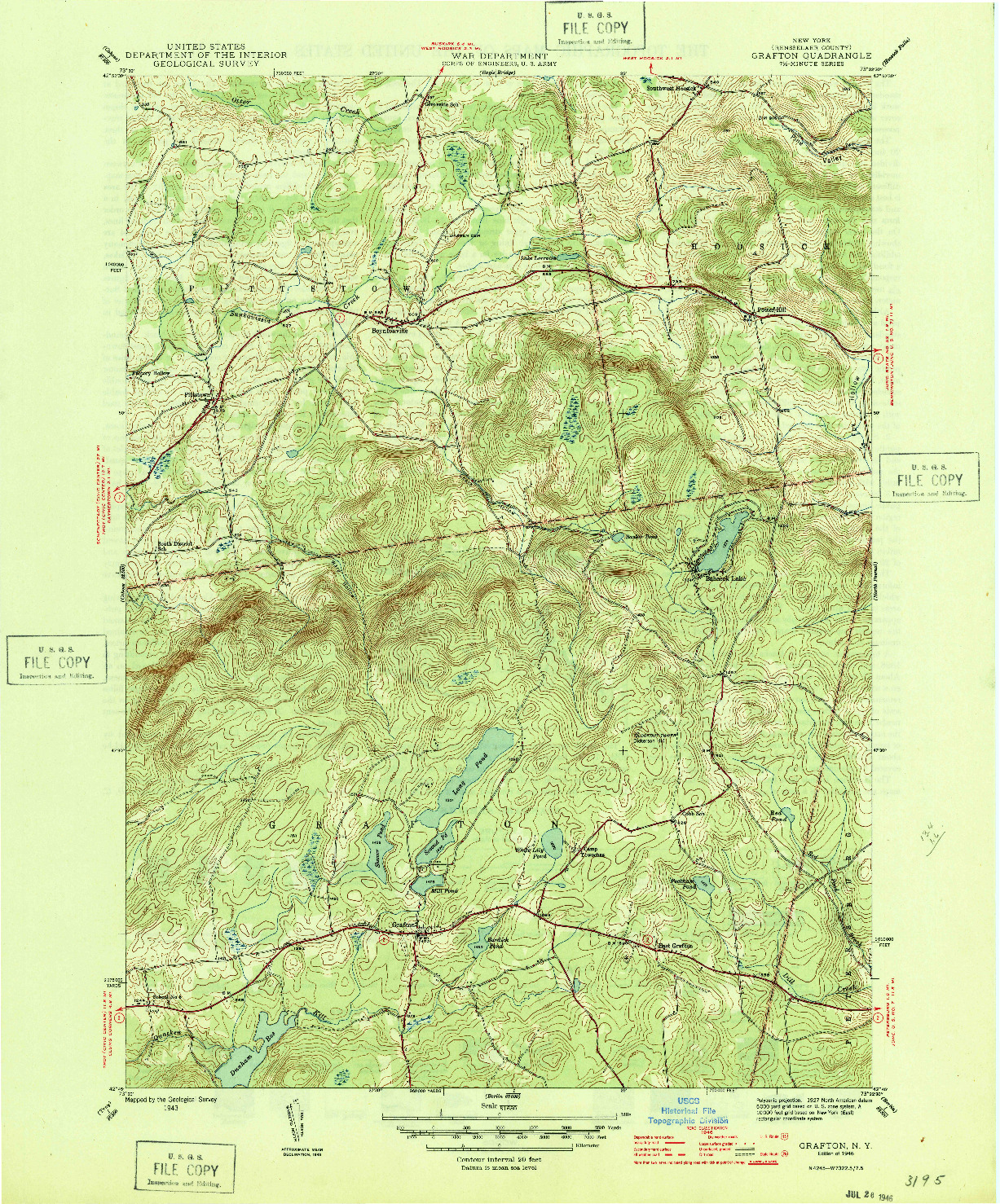 USGS 1:31680-SCALE QUADRANGLE FOR GRAFTON, NY 1946