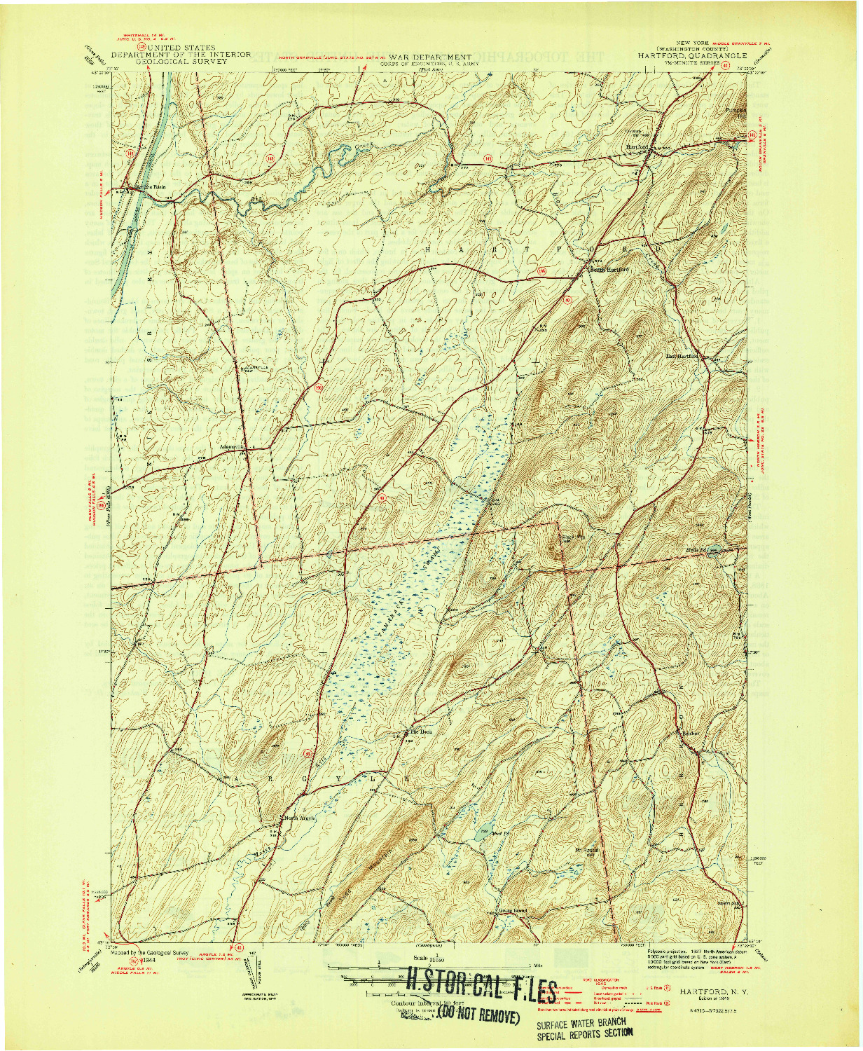 USGS 1:31680-SCALE QUADRANGLE FOR HARTFORD, NY 1946
