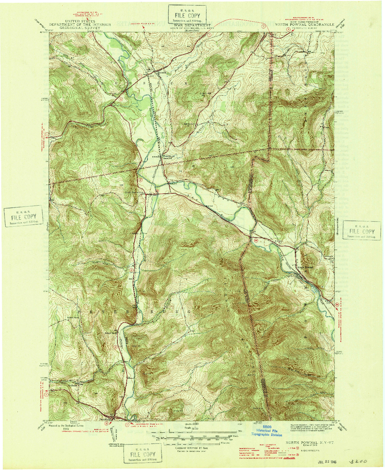 USGS 1:31680-SCALE QUADRANGLE FOR NORTH POWNAL, NY 1946