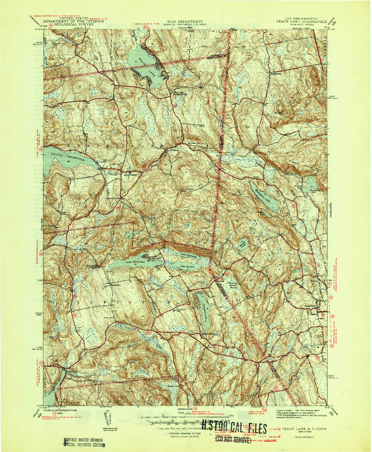 USGS 1:31680-SCALE QUADRANGLE FOR PEACH LAKE, NY 1946