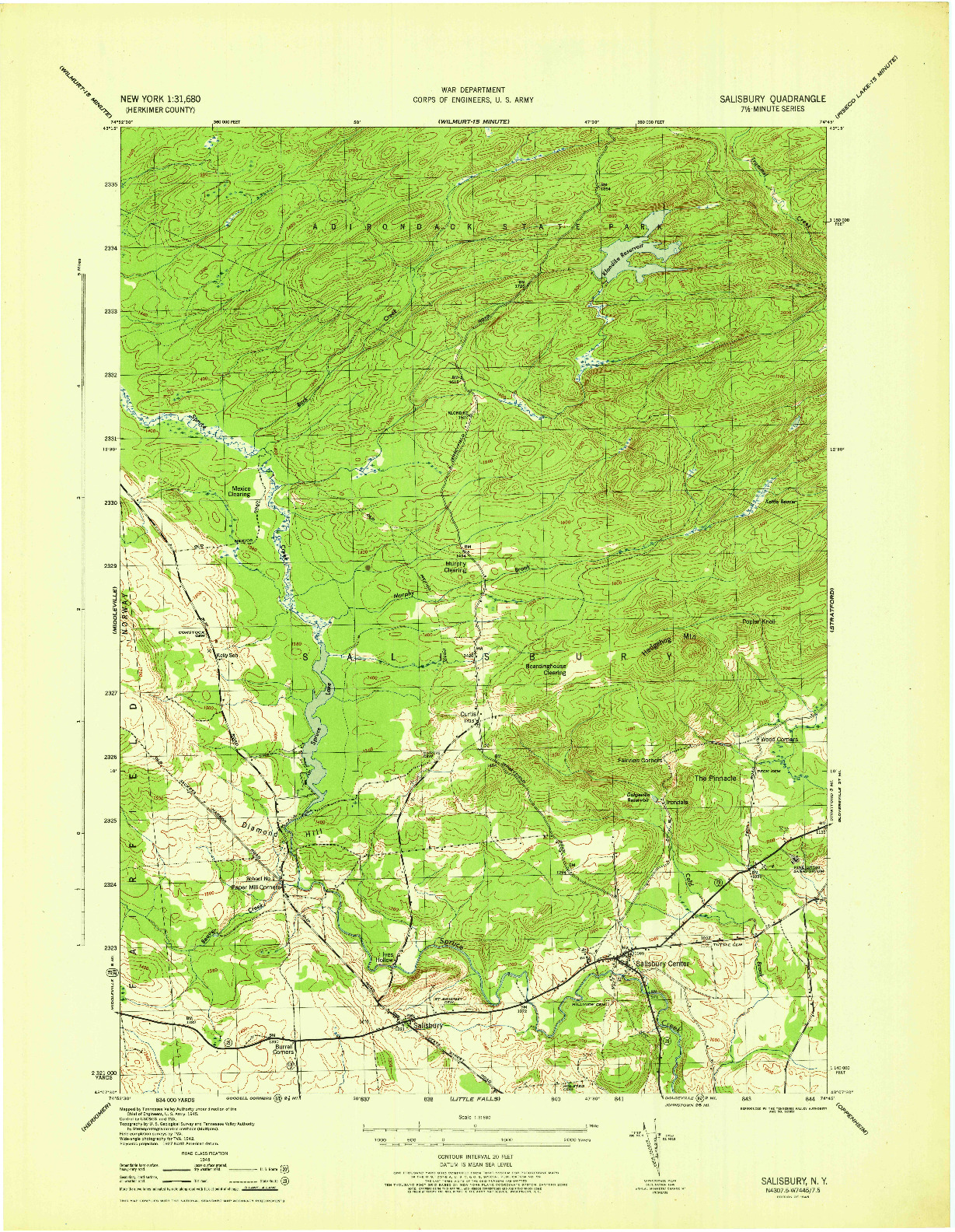 USGS 1:31680-SCALE QUADRANGLE FOR SALISBURY, NY 1946