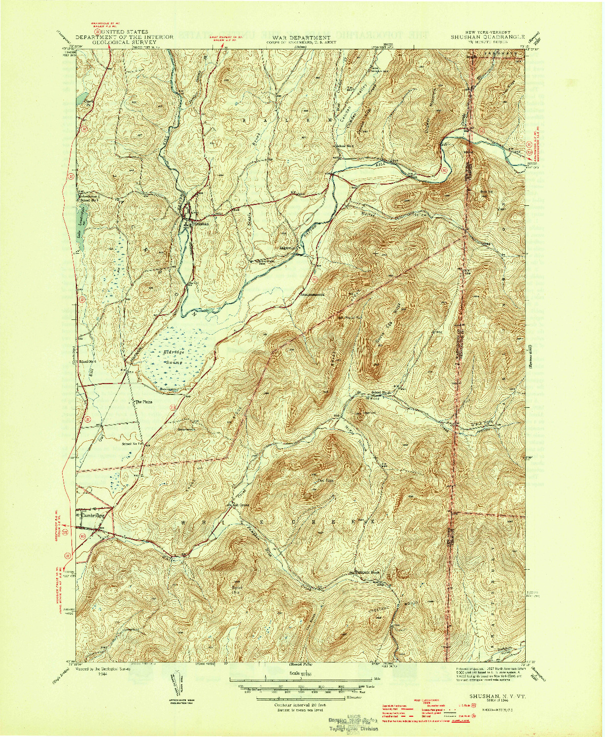 USGS 1:31680-SCALE QUADRANGLE FOR SHUSHAN, NY 1946
