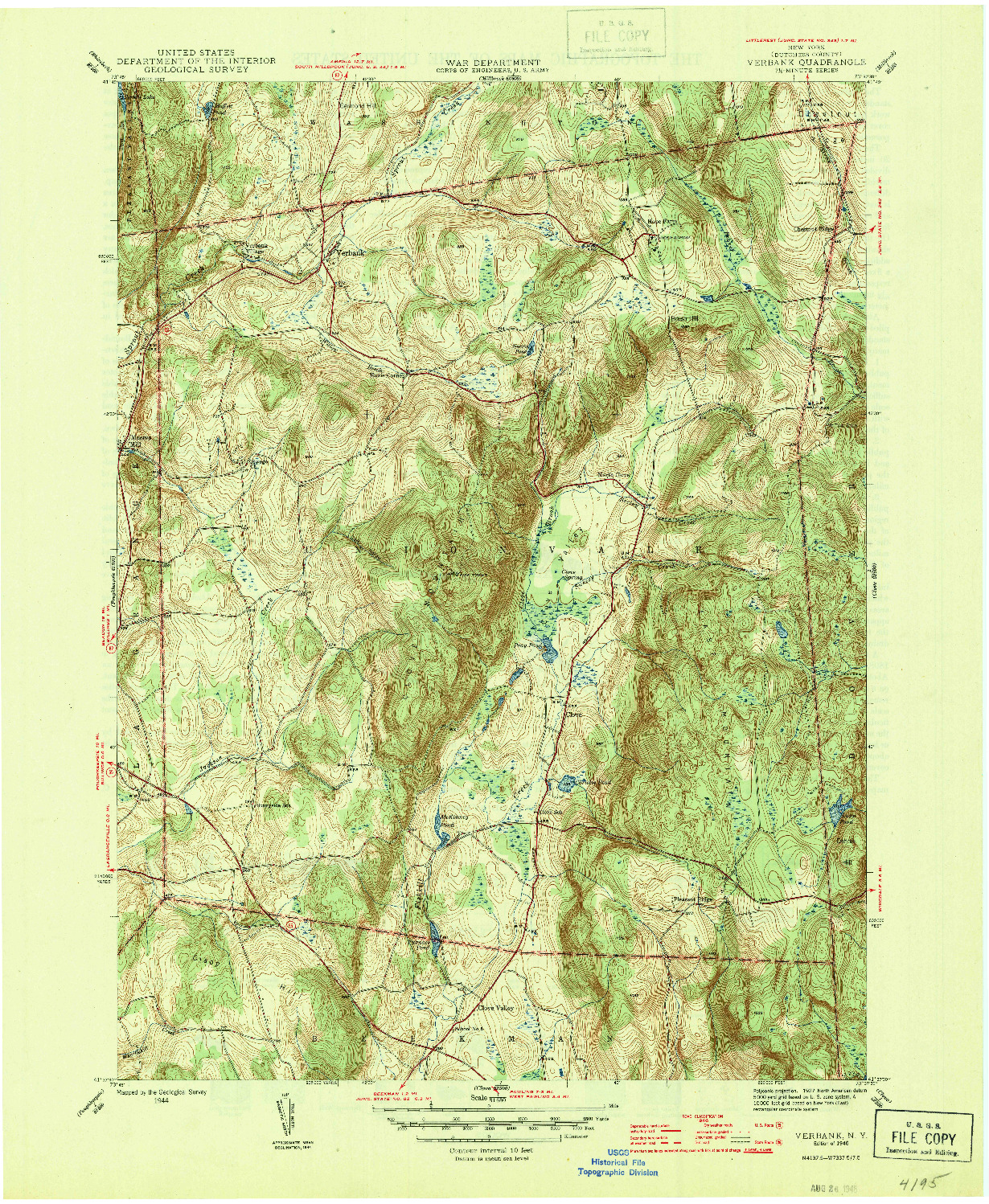USGS 1:31680-SCALE QUADRANGLE FOR VERBANK, NY 1946