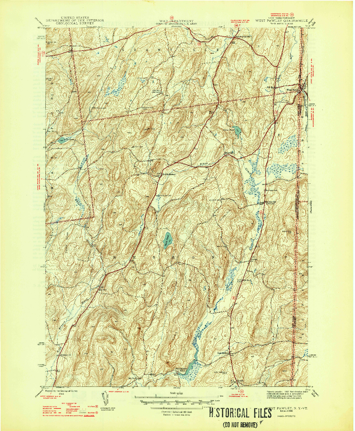 USGS 1:31680-SCALE QUADRANGLE FOR WEST PAWLET, NY 1946