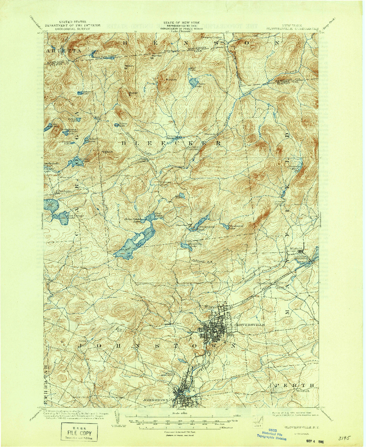 USGS 1:62500-SCALE QUADRANGLE FOR GLOVERSVILLE, NY 1903