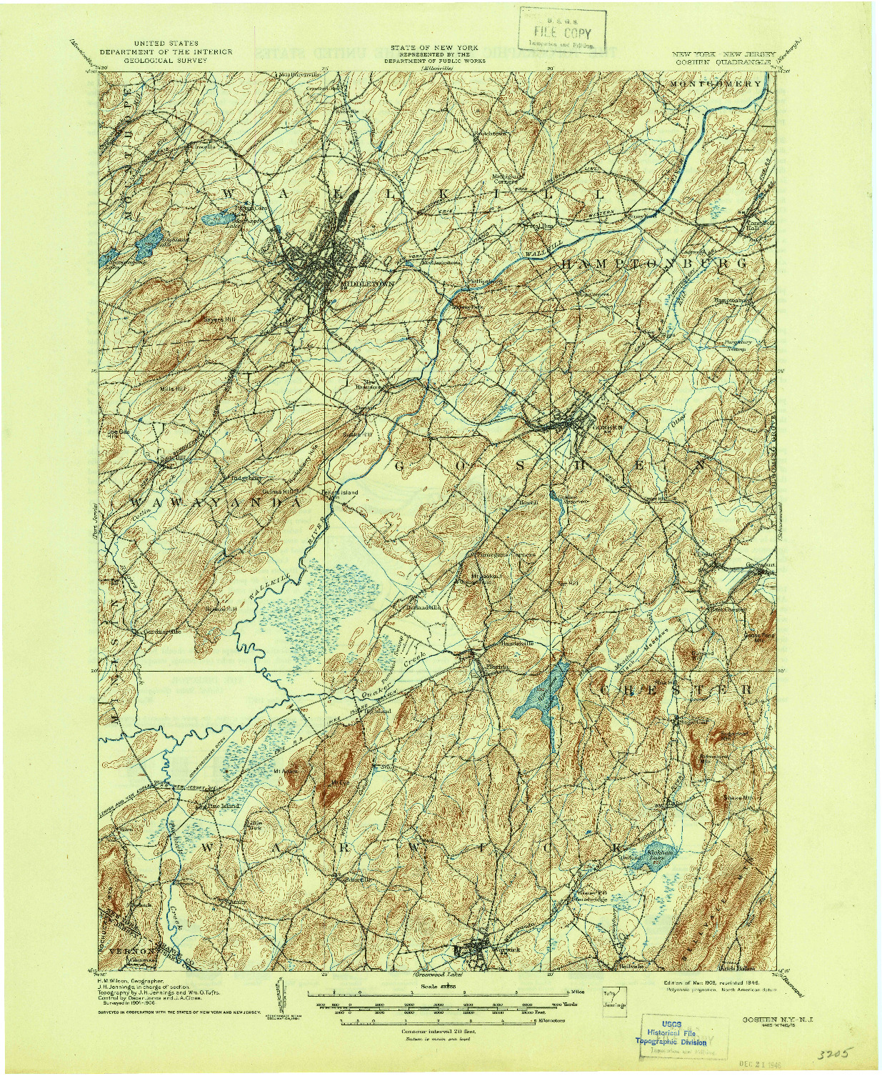 USGS 1:62500-SCALE QUADRANGLE FOR GOSHEN, NY 1946