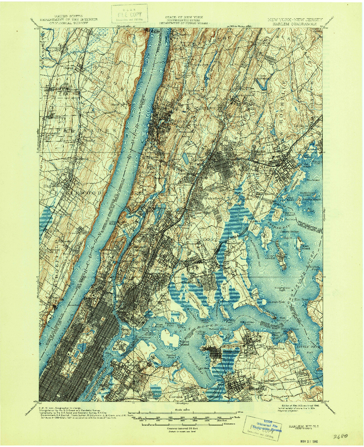 USGS 1:62500-SCALE QUADRANGLE FOR HARLEM, NY 1900