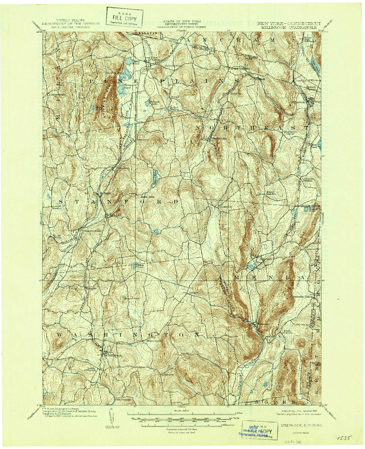 USGS 1:62500-SCALE QUADRANGLE FOR MILLBROOK, NY 1902