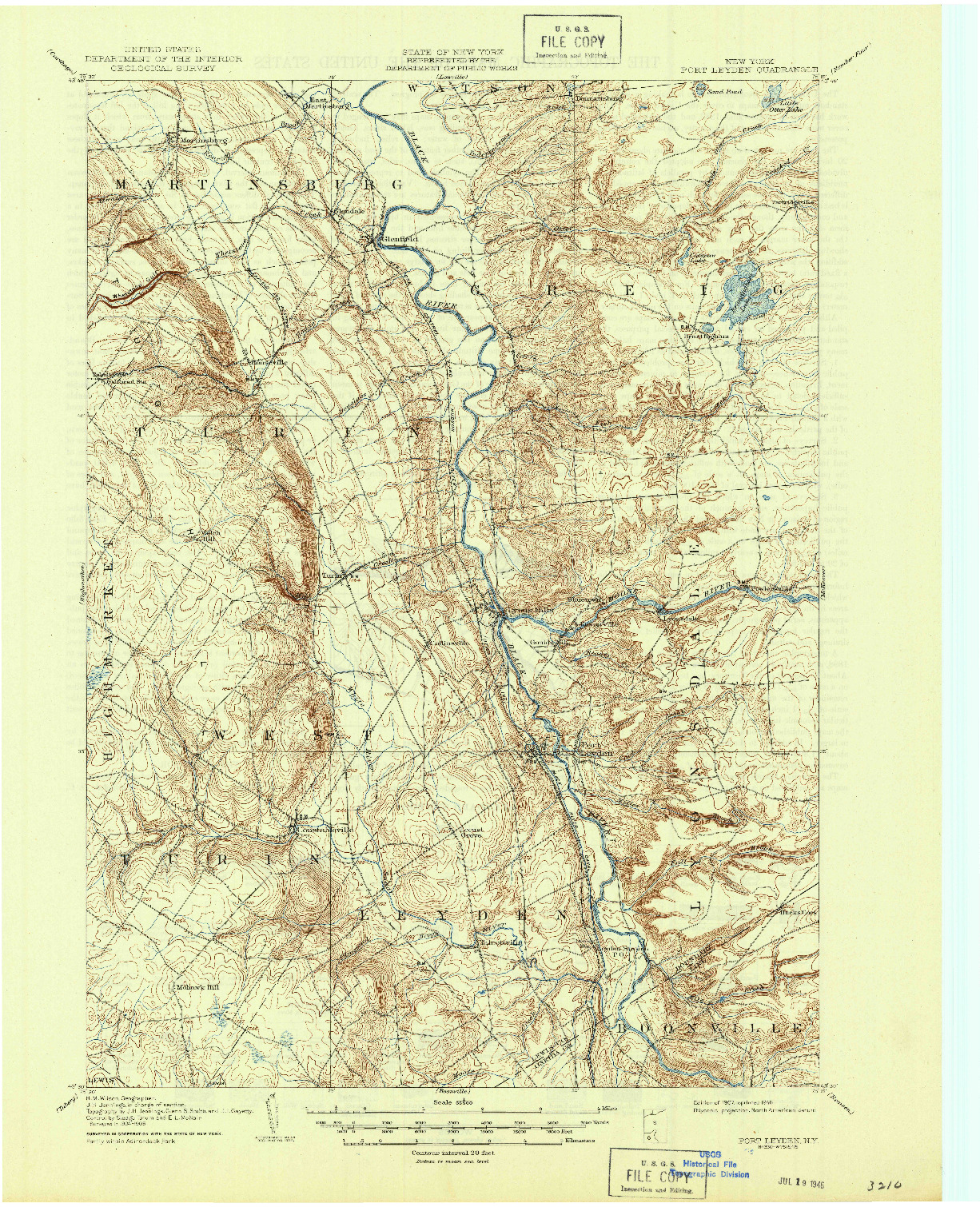 USGS 1:62500-SCALE QUADRANGLE FOR PORT LEYDEN, NY 1907