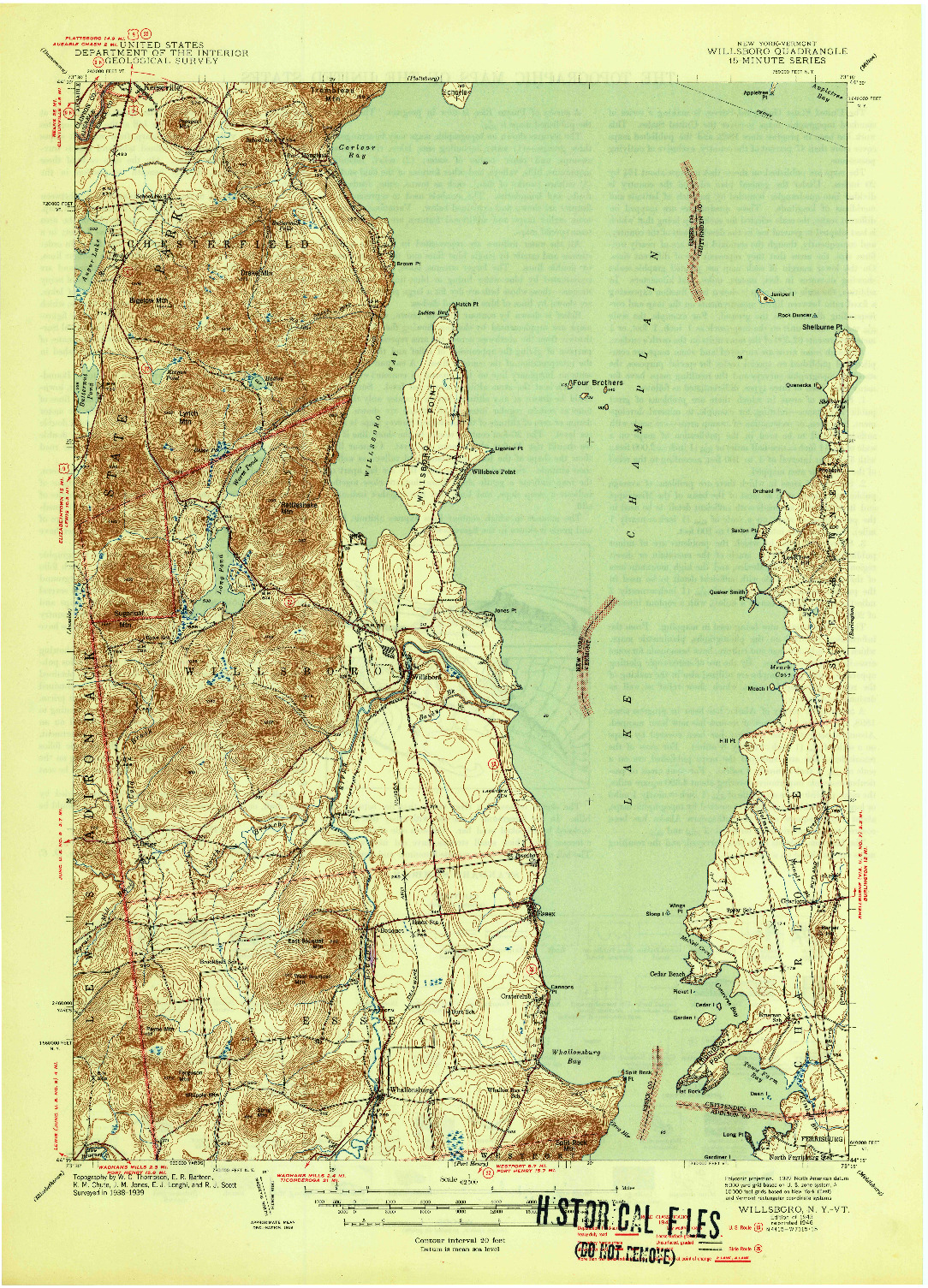 USGS 1:62500-SCALE QUADRANGLE FOR WILLSBORO, NY 1943