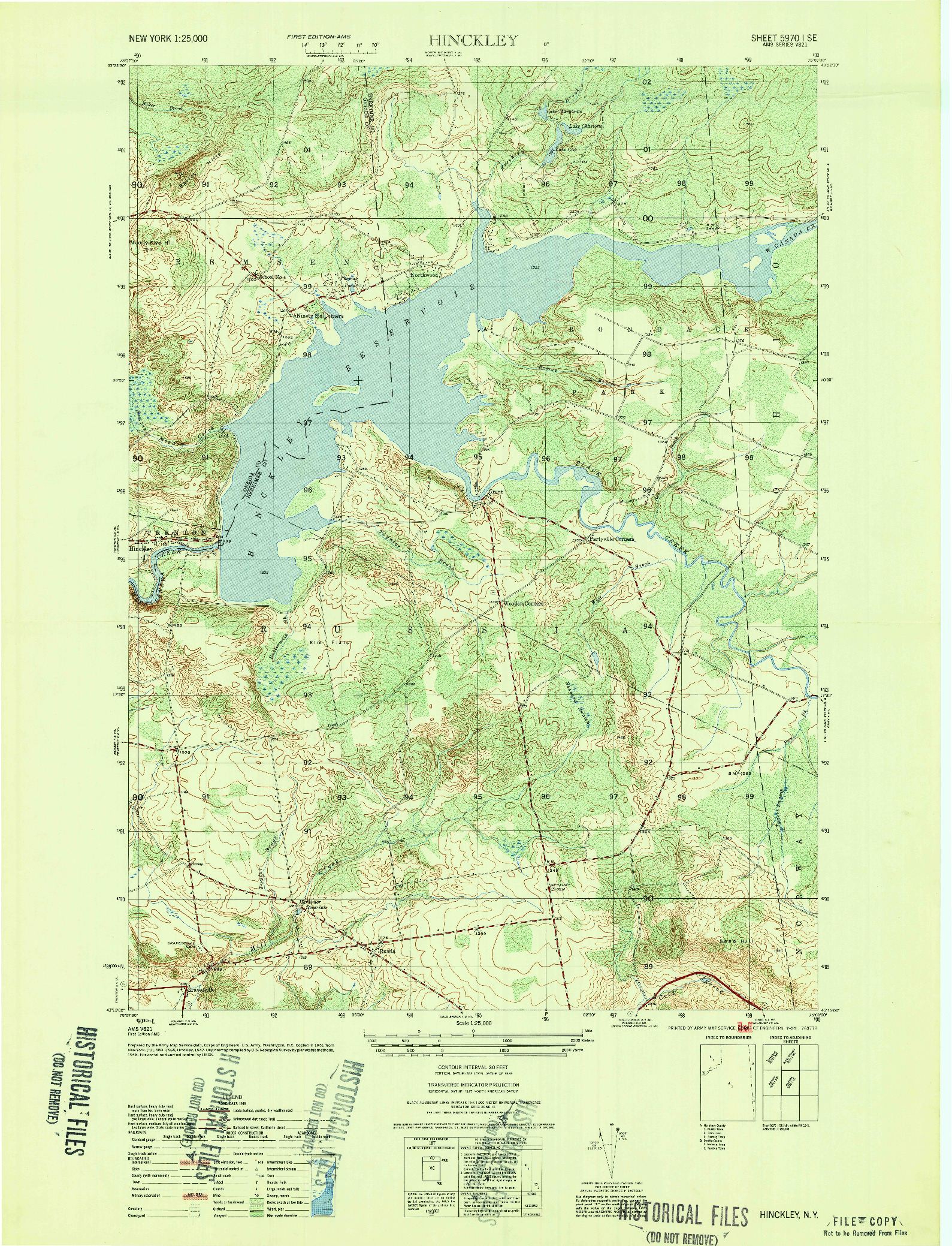 USGS 1:25000-SCALE QUADRANGLE FOR HINCKLEY, NY 1946