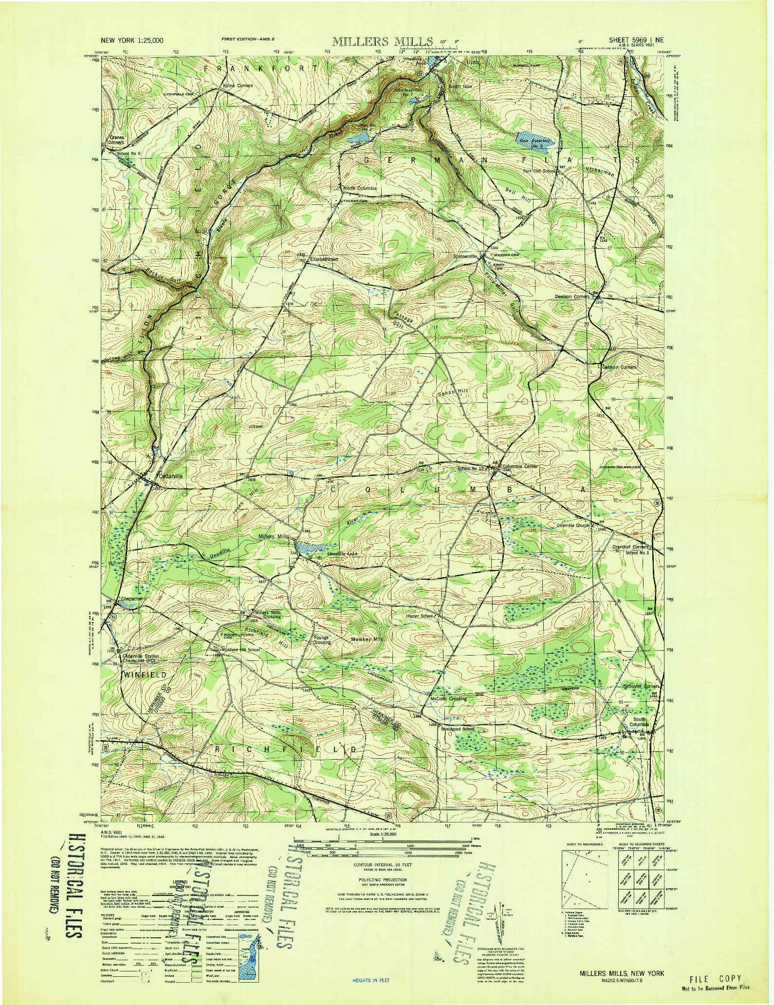 USGS 1:25000-SCALE QUADRANGLE FOR MILLERS MILLS, NY 1946