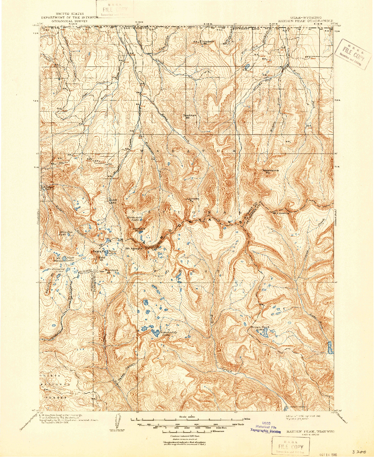 USGS 1:125000-SCALE QUADRANGLE FOR HAYDEN PEAK, UT 1903