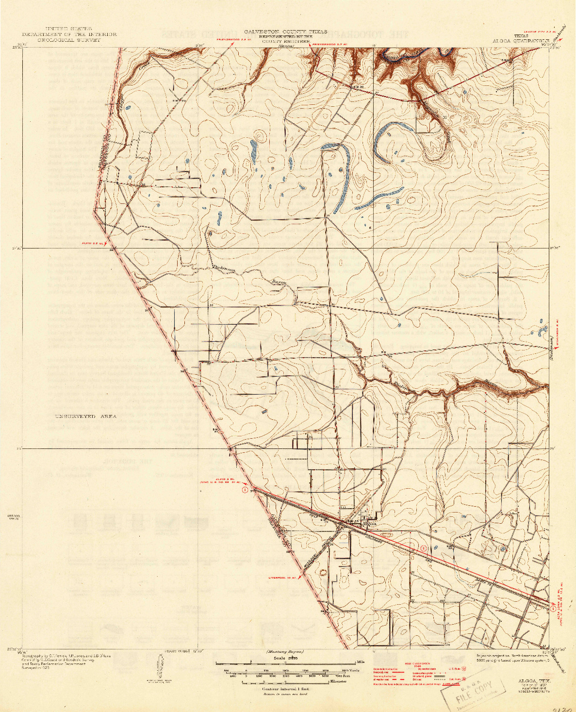 USGS 1:31680-SCALE QUADRANGLE FOR ALGOA, TX 1932