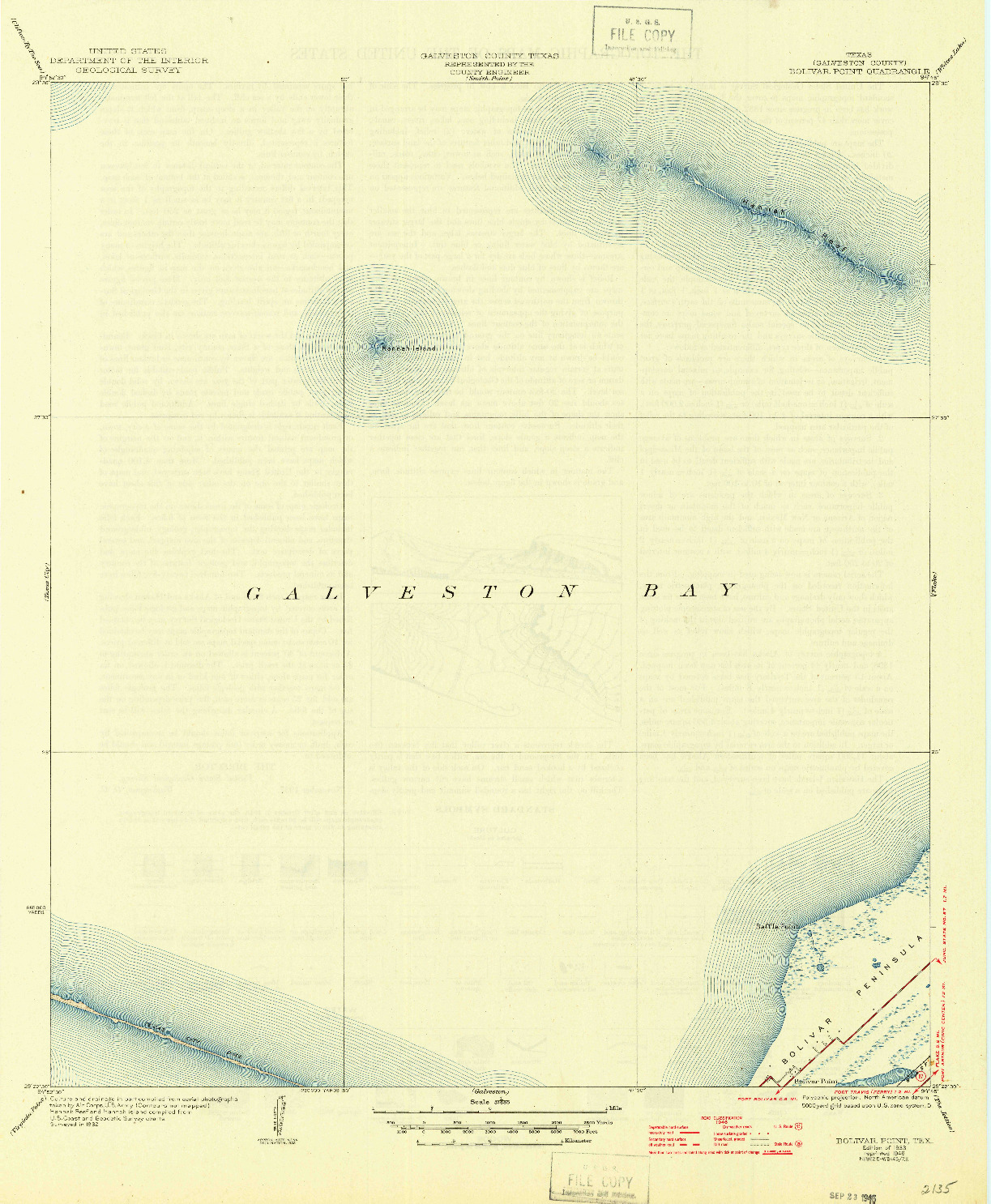 USGS 1:31680-SCALE QUADRANGLE FOR BOLIVAR POINT, TX 1933
