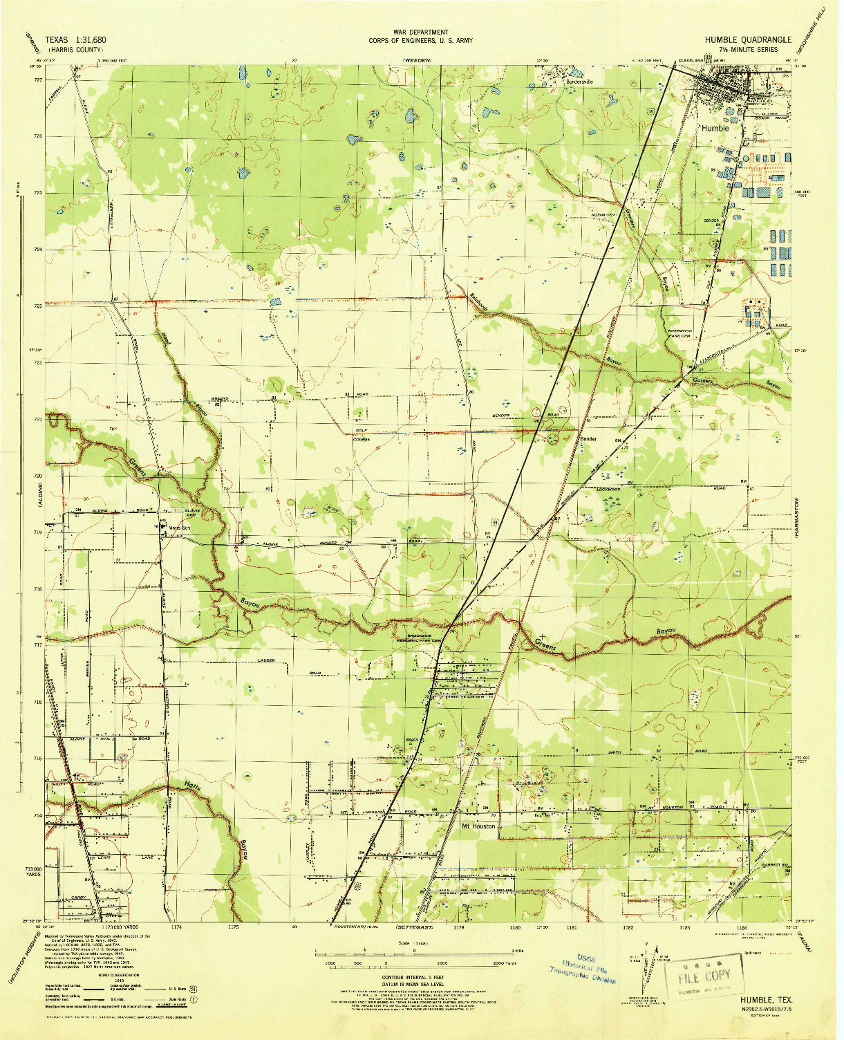 USGS 1:31680-SCALE QUADRANGLE FOR HUMBLE, TX 1946