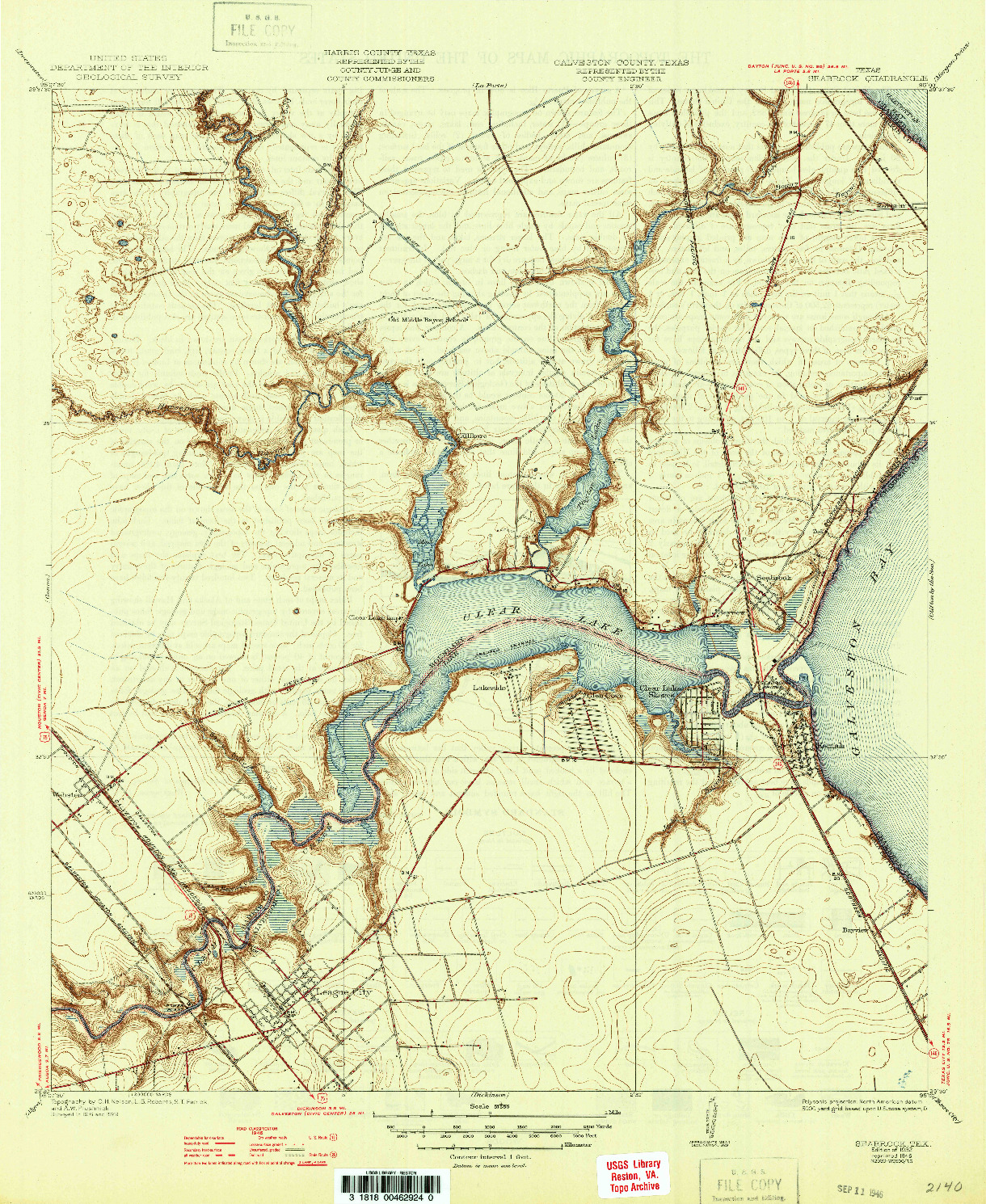 USGS 1:31680-SCALE QUADRANGLE FOR SEABROOK, TX 1932