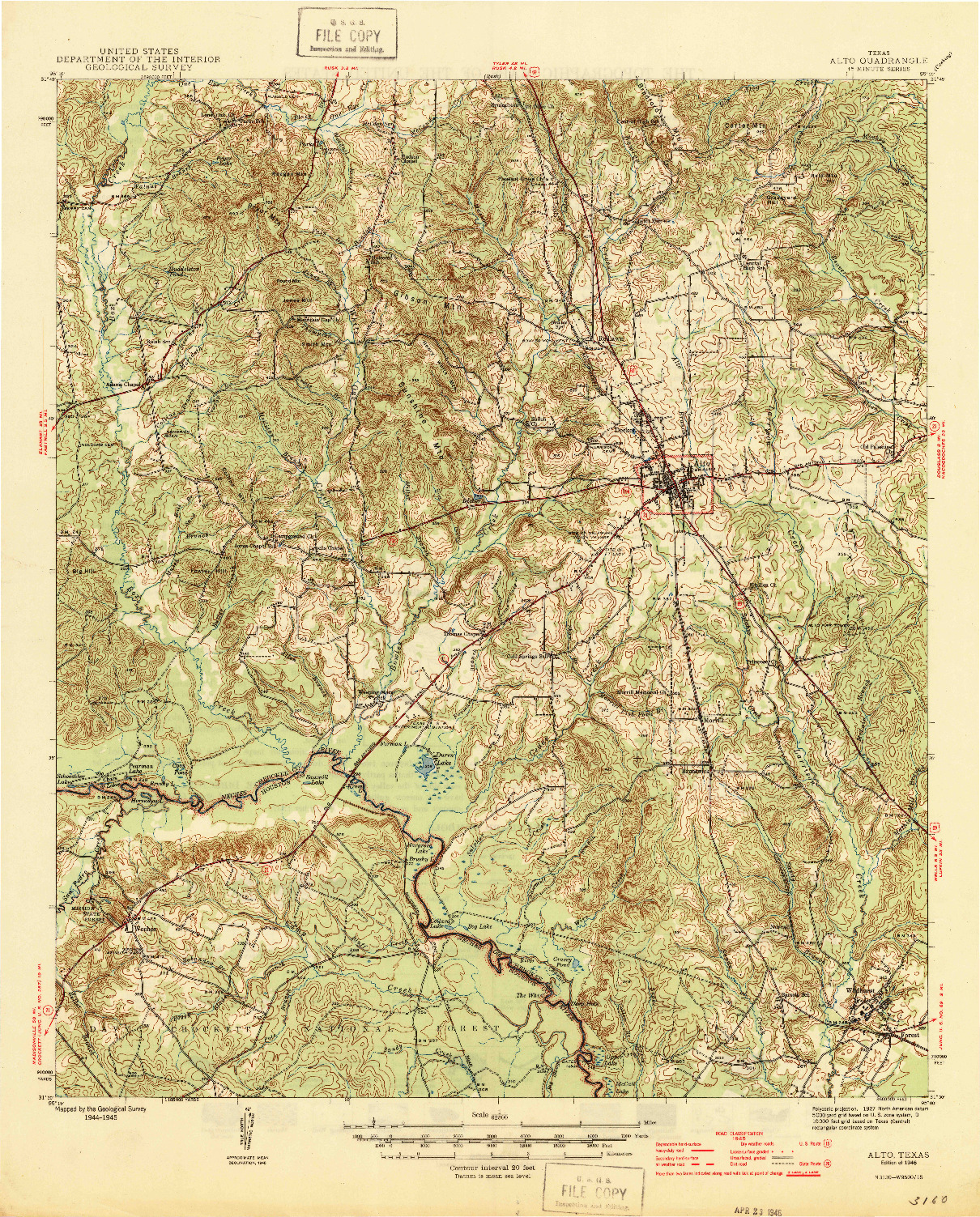 USGS 1:62500-SCALE QUADRANGLE FOR ALTO, TX 1946