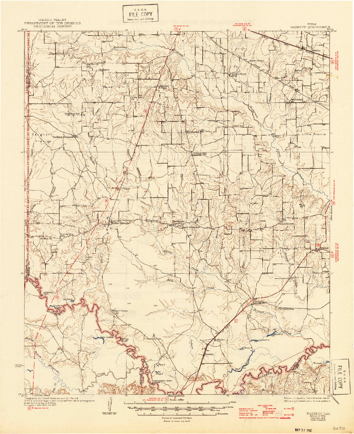 USGS 1:62500-SCALE QUADRANGLE FOR BASSETT, TX 1930