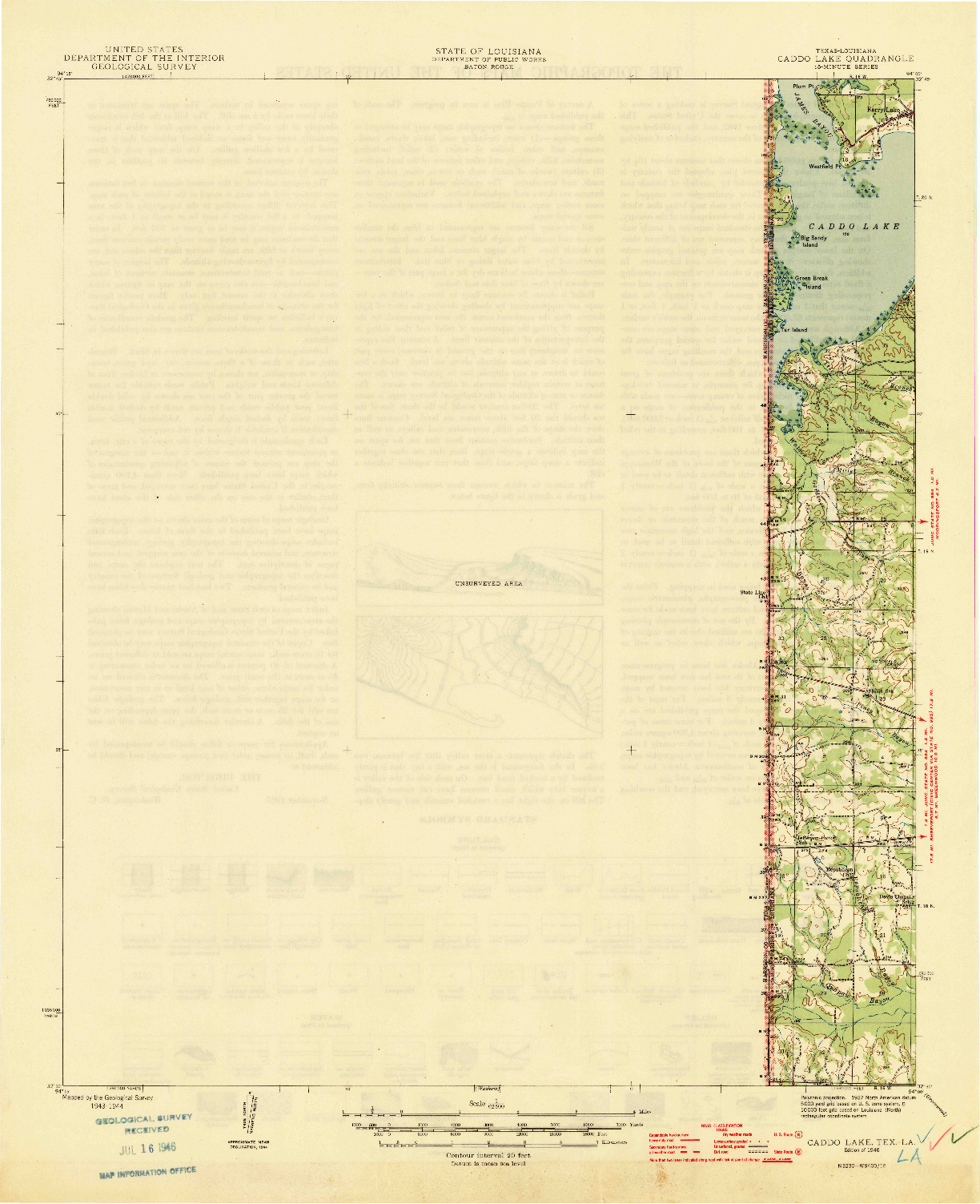 USGS 1:62500-SCALE QUADRANGLE FOR CADDO LAKE, TX 1946