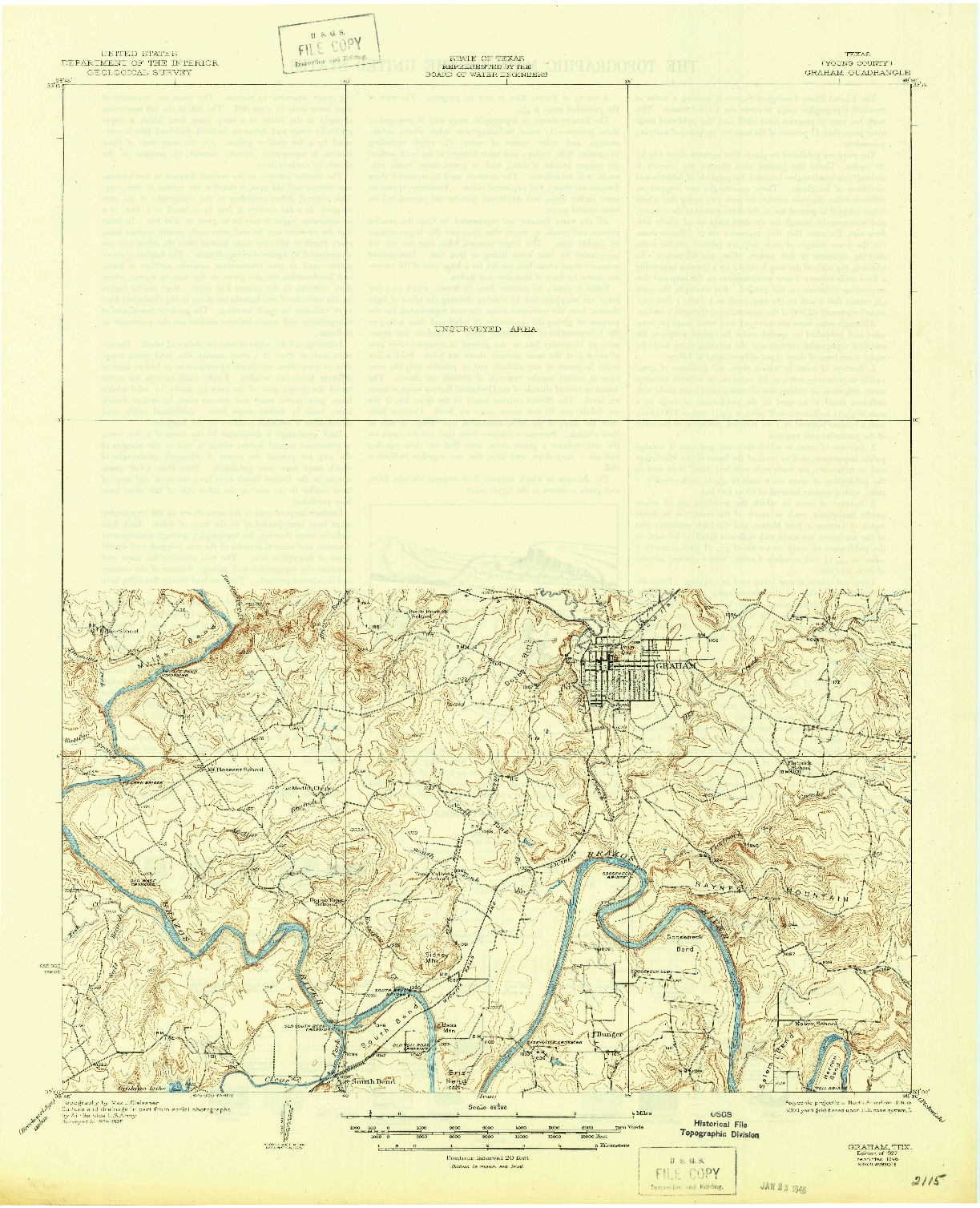 USGS 1:62500-SCALE QUADRANGLE FOR GRAHAM, TX 1927