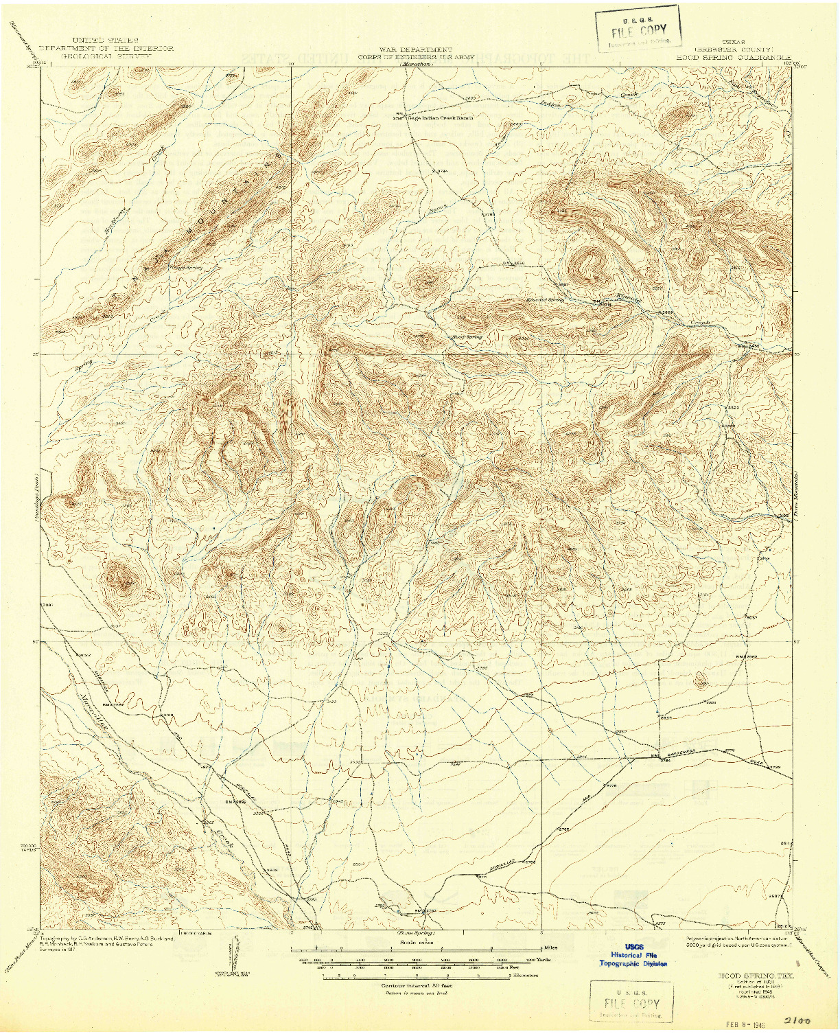 USGS 1:62500-SCALE QUADRANGLE FOR HOOD SPRING, TX 1918