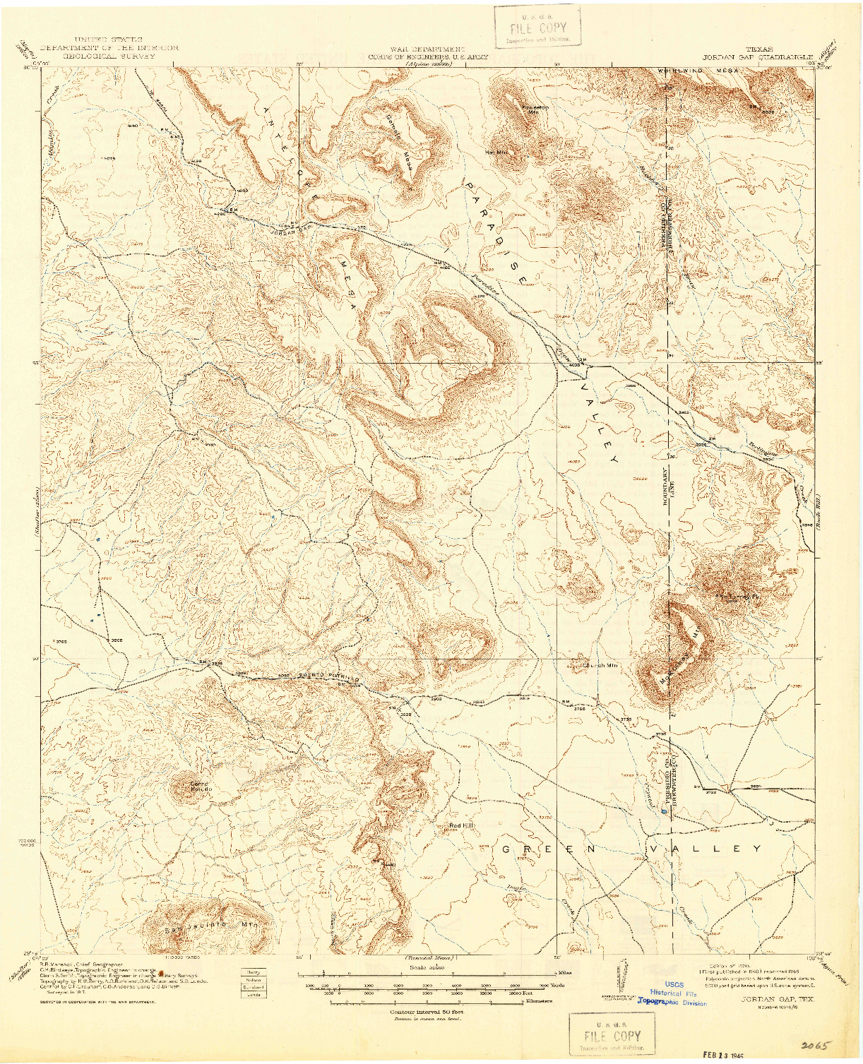 USGS 1:62500-SCALE QUADRANGLE FOR JORDAN GAP, TX 1930